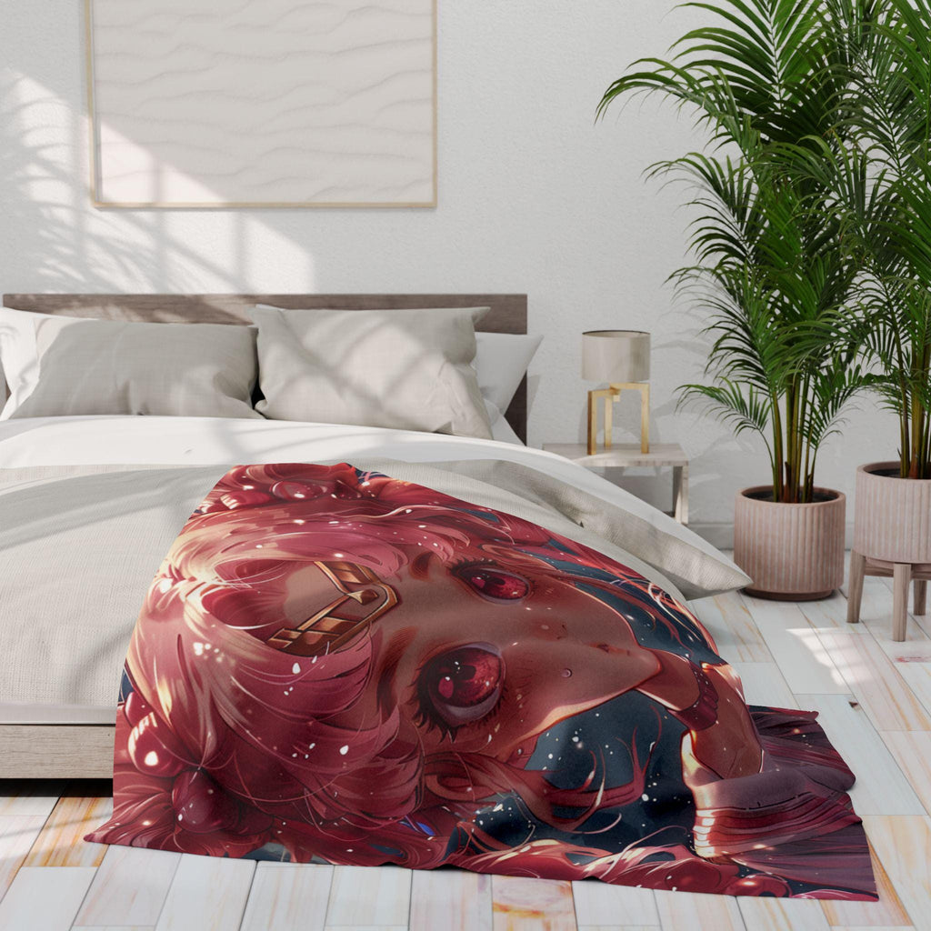 Anime Girl Arctic Fleece Blanket: Whimsical Home Decor Throw