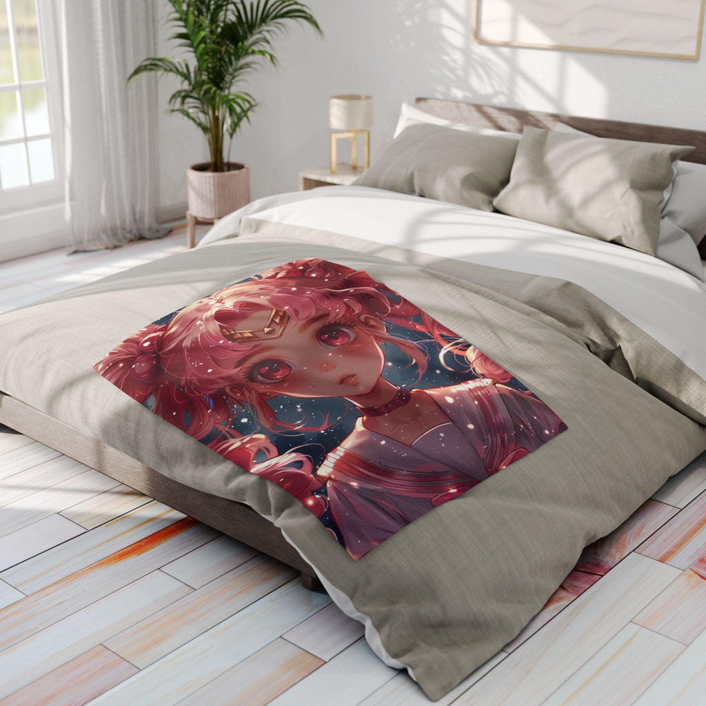 Anime Girl Arctic Fleece Blanket: Whimsical Home Decor Throw