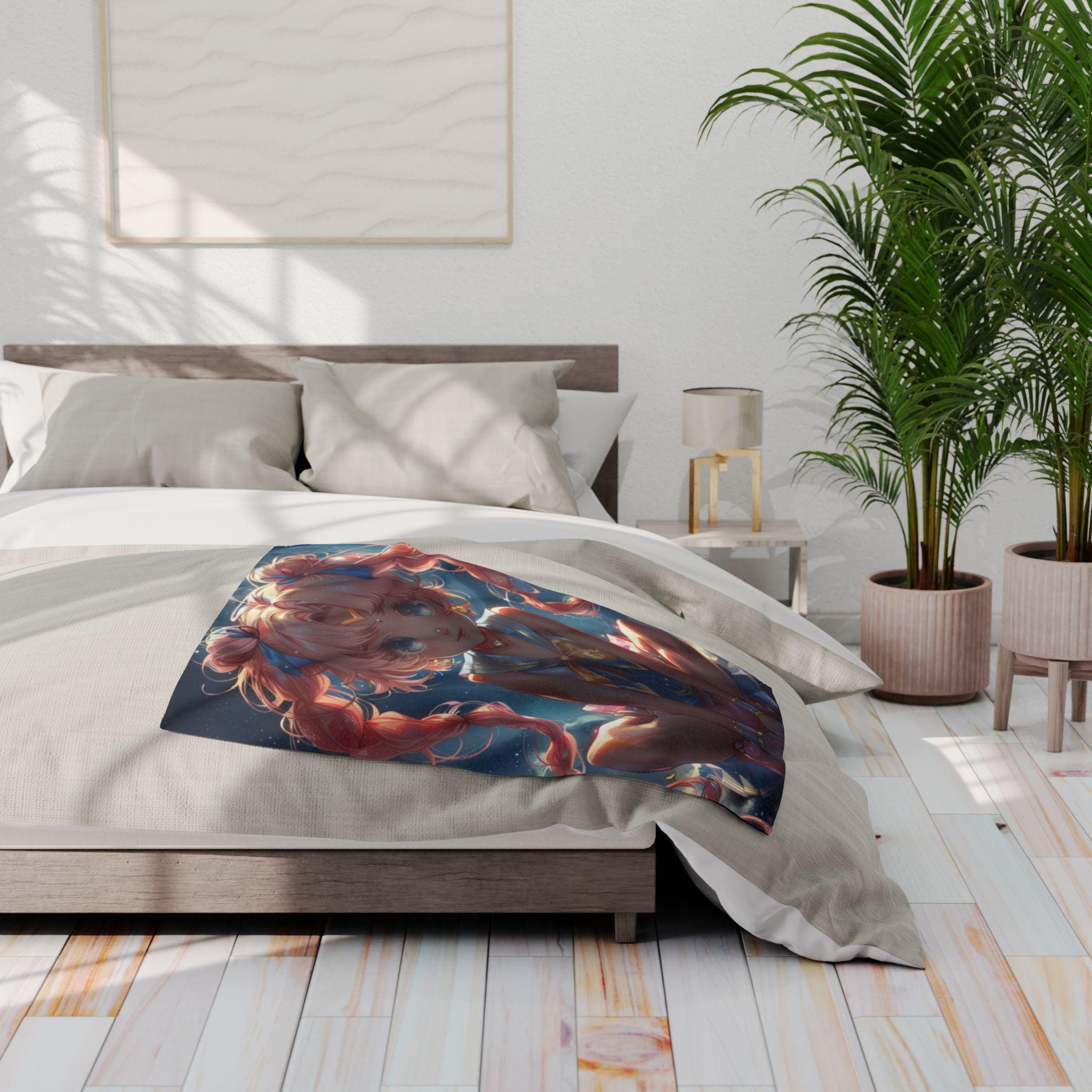 Anime Girl Arctic Fleece Blanket: Dreamy Cozy Throw