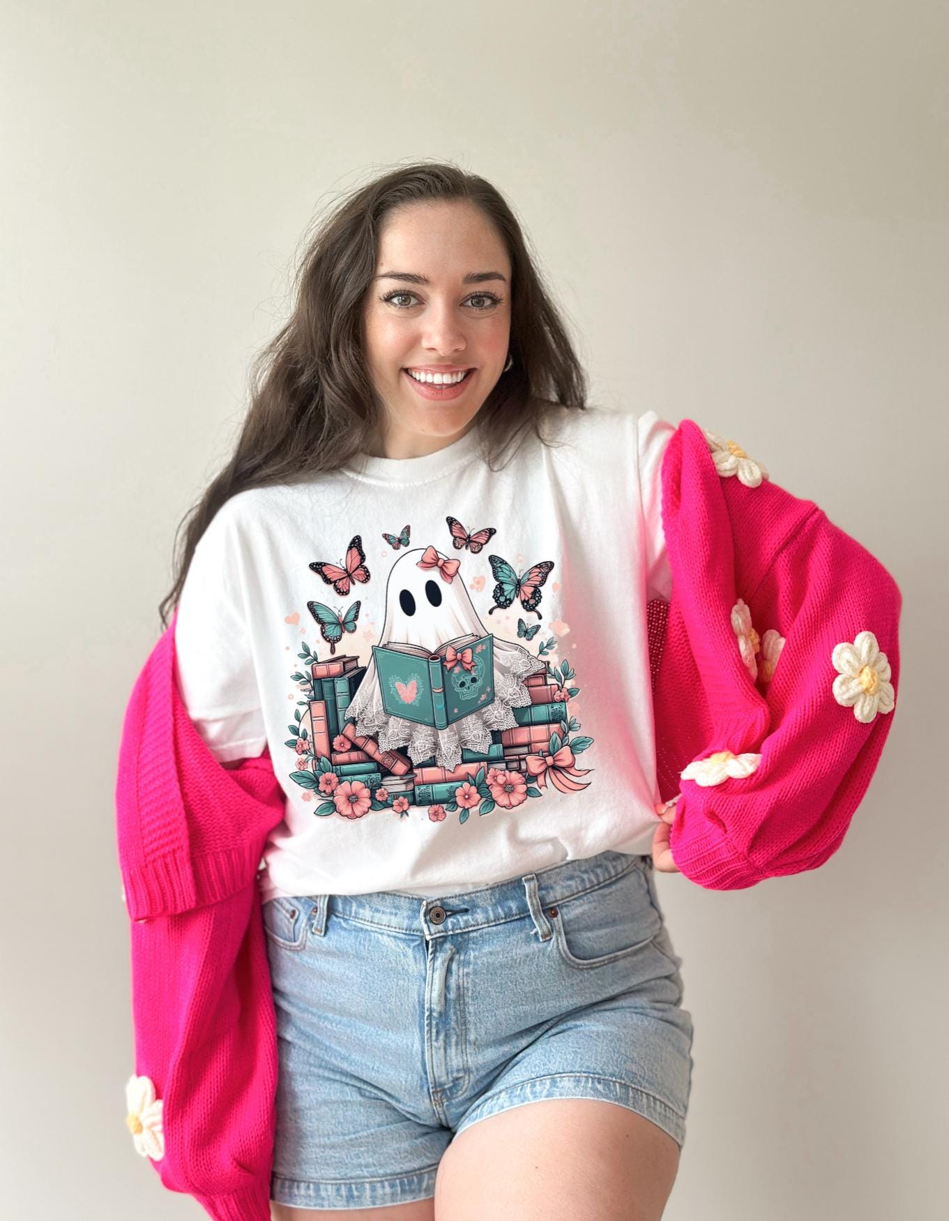 Parody Whimsical Ghost Reading T-Shirt: Cute Bookish Halloween Tee for Spooky Season Lovers