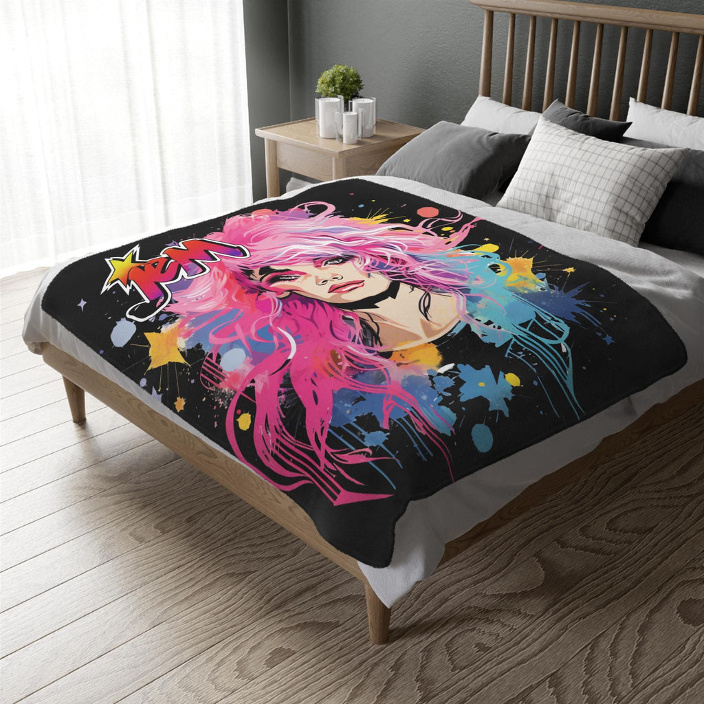 Jem and the Holograms Velveteen Blanket: 80s Cartoon Throw, Personalizable