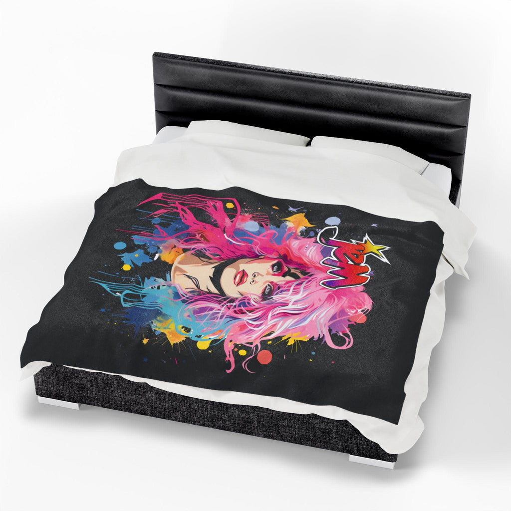Jem Inspired Velveteen Plush Blanket: Colorful 80s Throw - Soft Cozy Home Decor Gift