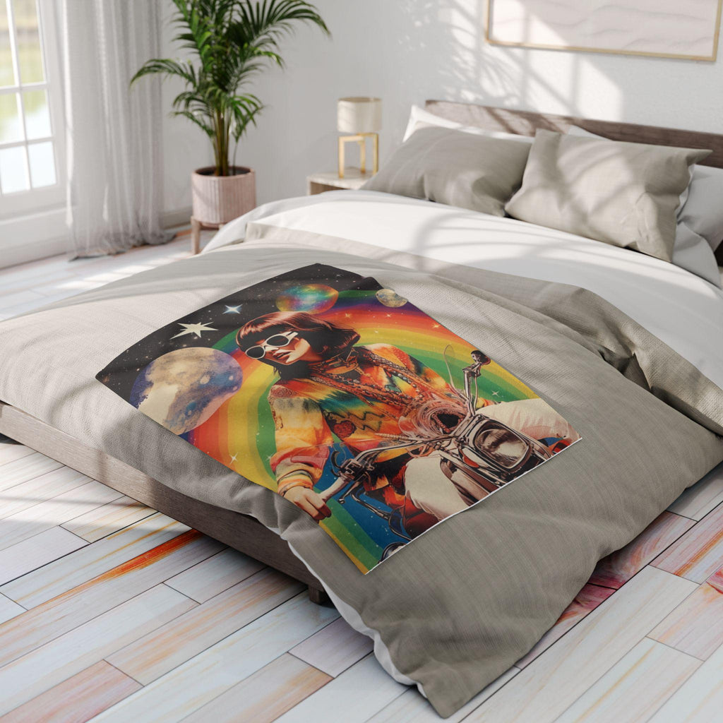 Parody Psychedelic Arctic Fleece: Retro Boho Galaxy Throw for Festivals, Home Decor & Unique Gifts