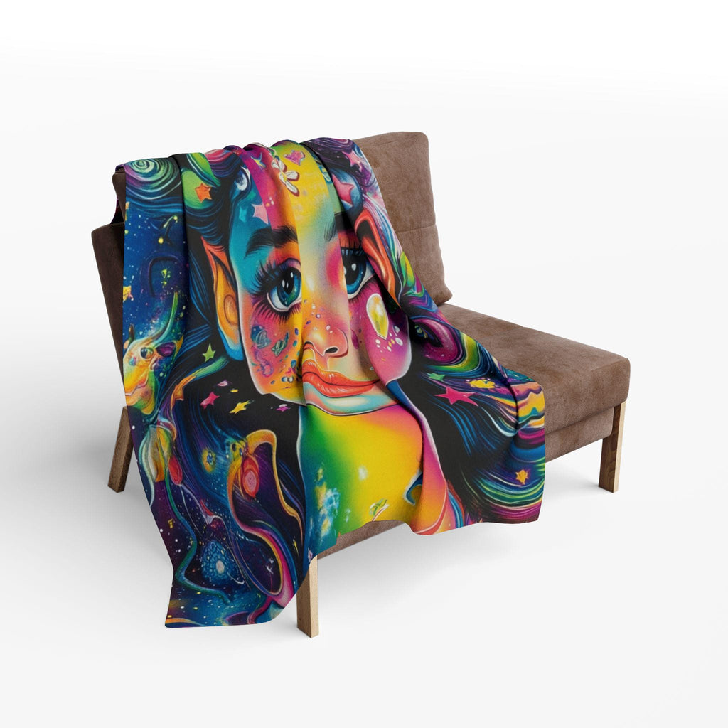 Vibrant Goddess Fleece Blanket: Magical Rainbow Art Throw