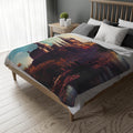Enchanted Castle Velveteen Throw Blanket: Magical Microfiber Fantasy Decor for Cozy Home
