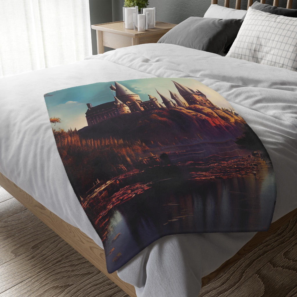 Enchanted Castle Velveteen Throw Blanket: Magical Microfiber Fantasy Decor for Cozy Home