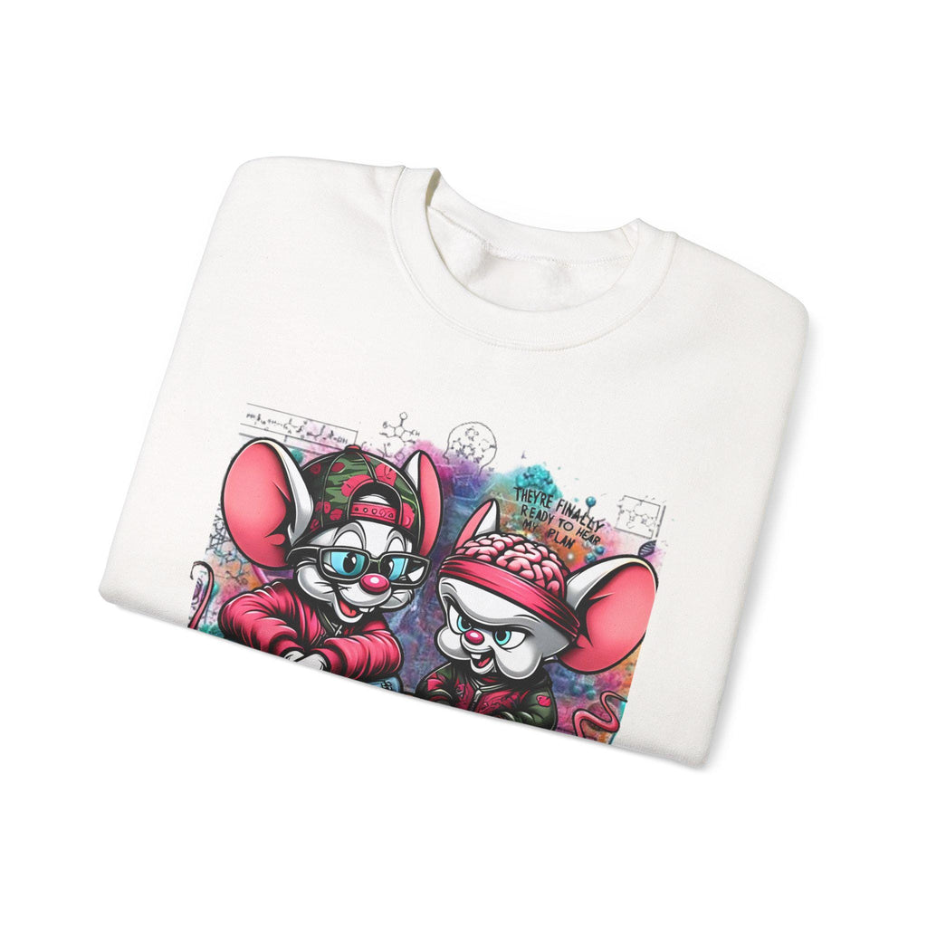 Parody Quirky Cartoon Mice Crewneck: Cozy Streetwear Sweatshirt for Teens & Adults, Fun Winter Gift