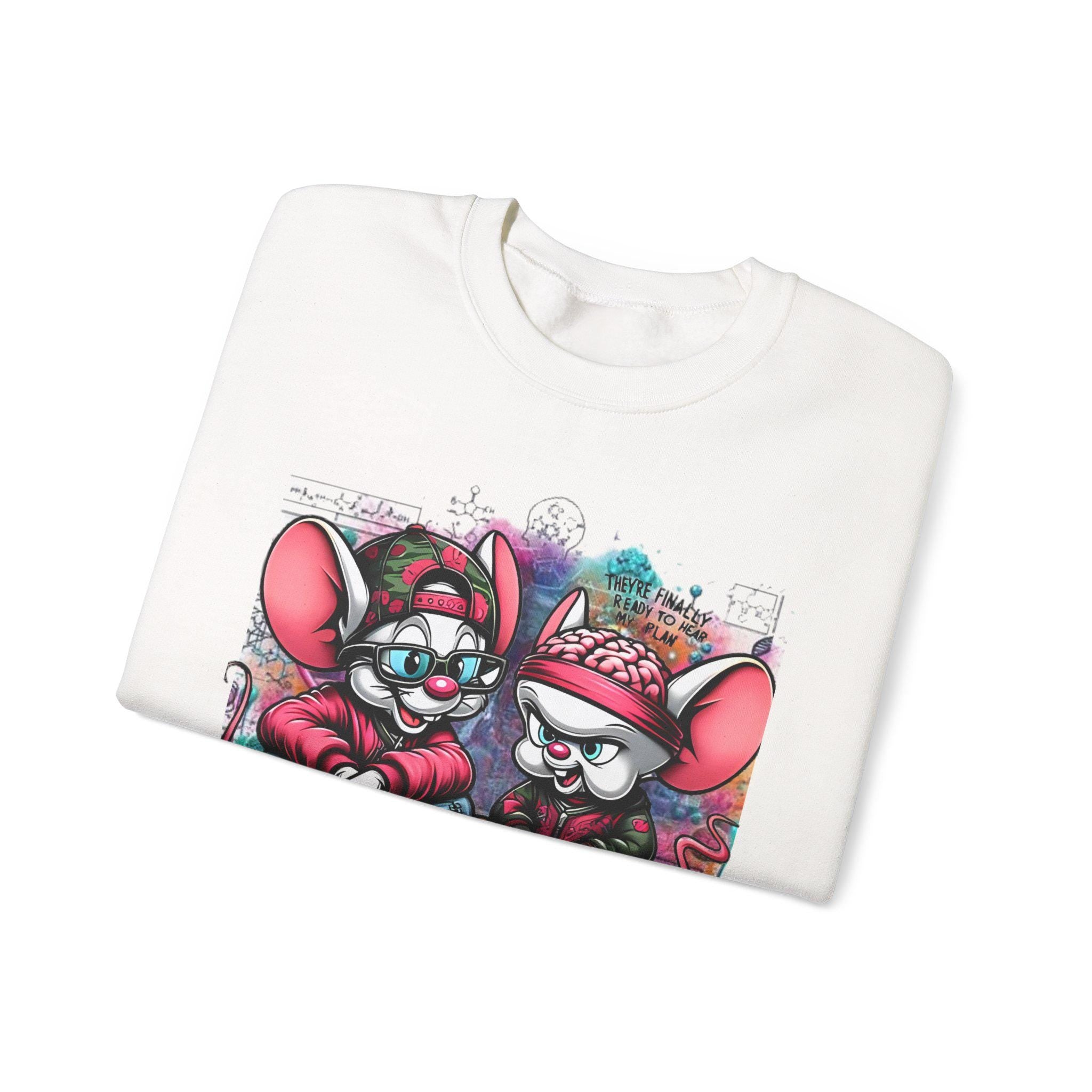 Parody Quirky Cartoon Mice Crewneck: Cozy Streetwear Sweatshirt for Teens & Adults, Fun Winter Gift