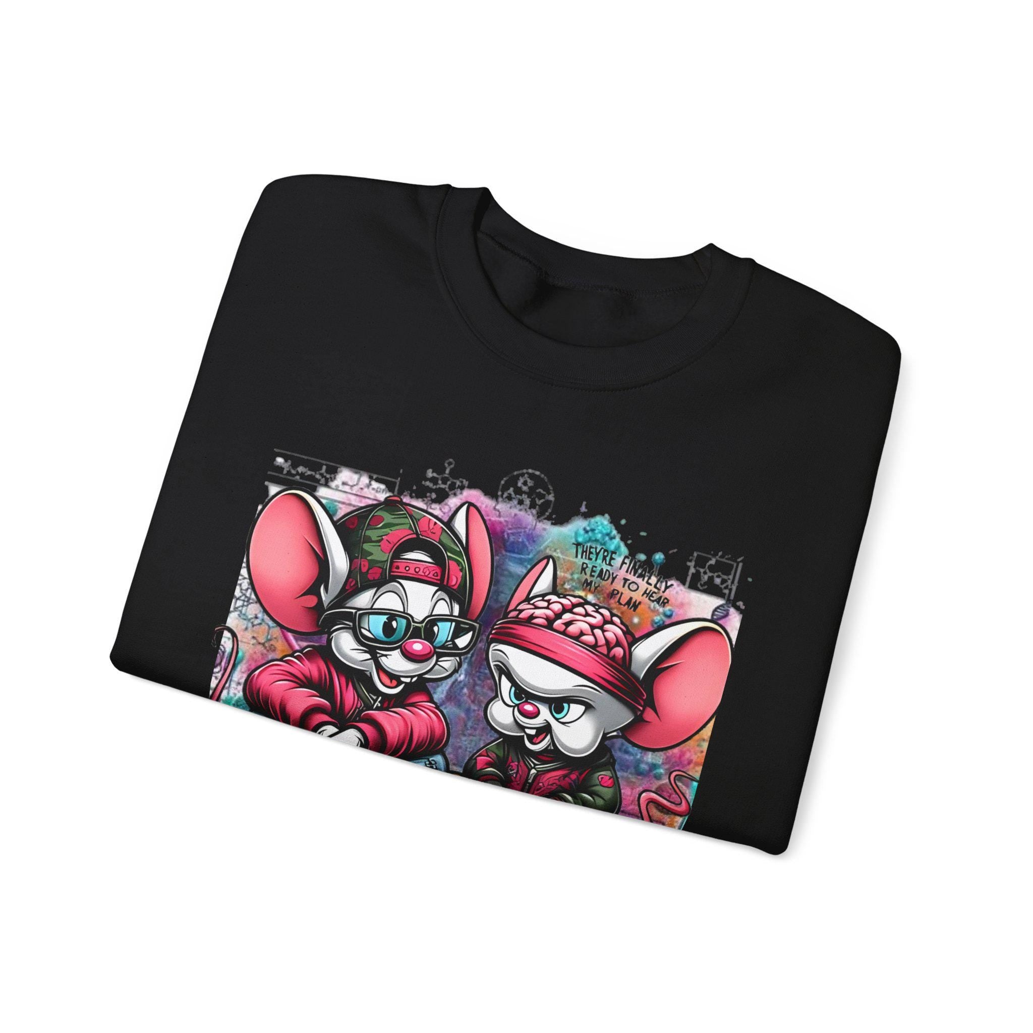 Parody Quirky Cartoon Mice Crewneck: Cozy Streetwear Sweatshirt for Teens & Adults, Fun Winter Gift