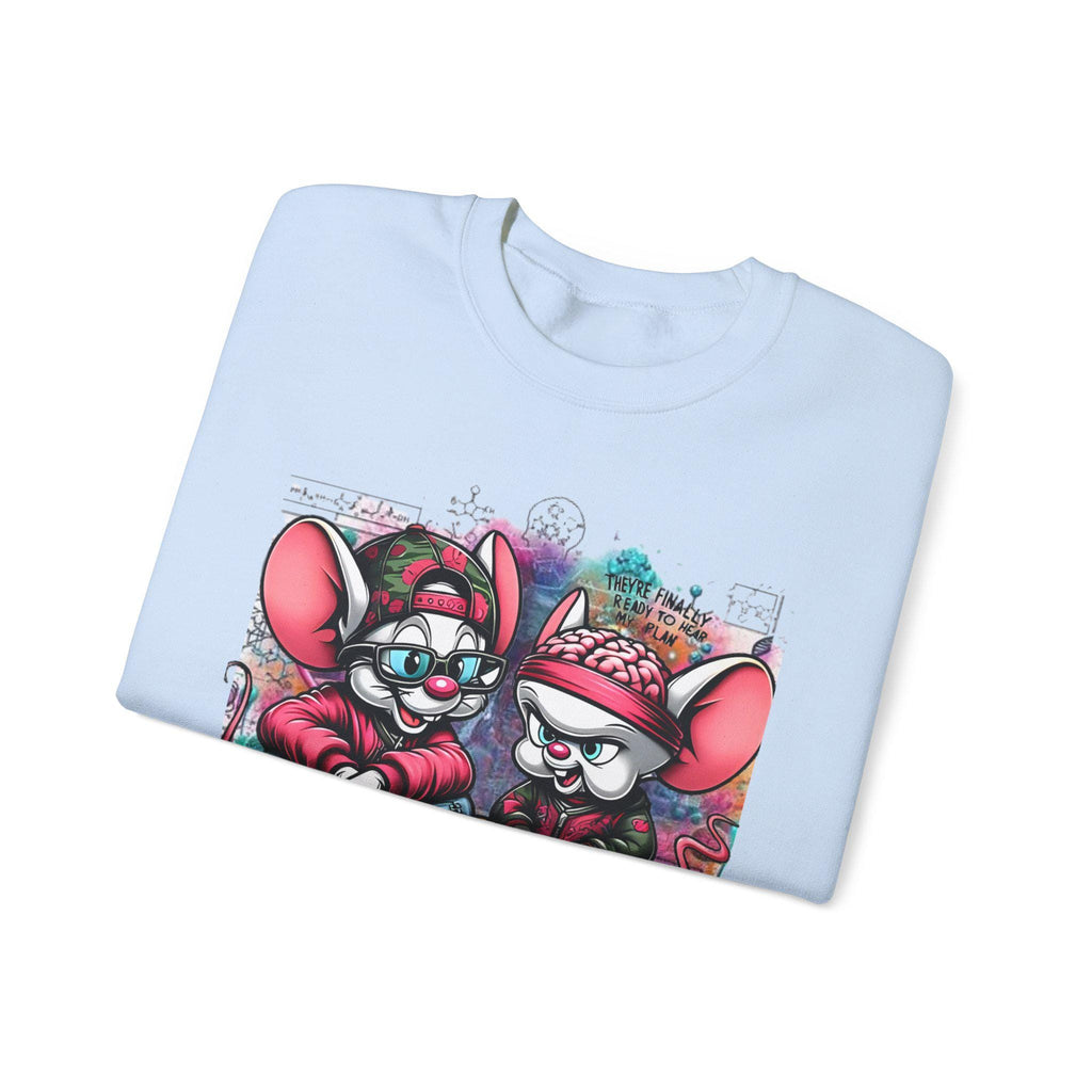 Parody Quirky Cartoon Mice Crewneck: Cozy Streetwear Sweatshirt for Teens & Adults, Fun Winter Gift