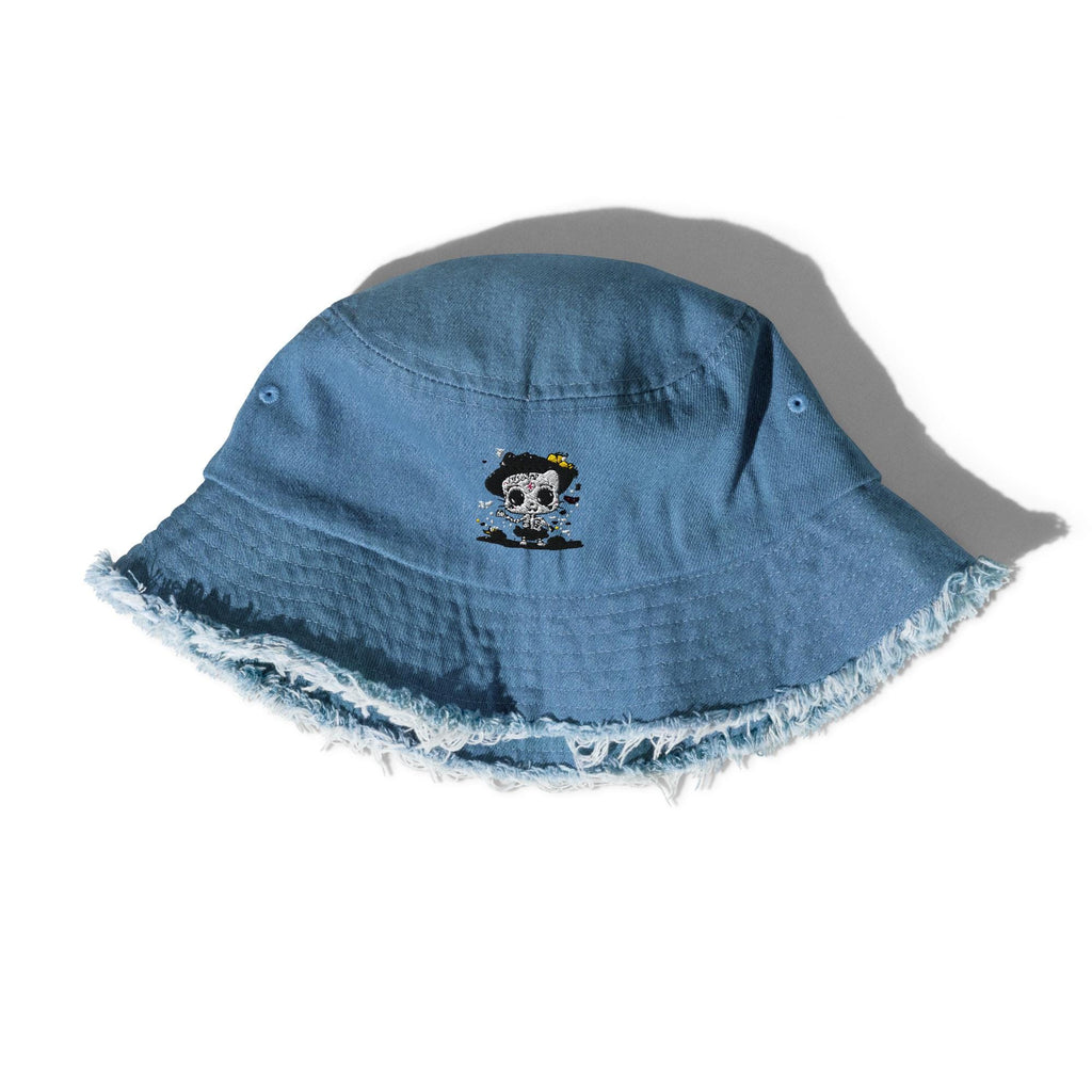 Day of the Dead Bucket Hat – Skeleton Cat Sugar Skull Hat – Día de los Muertos Festival Cap