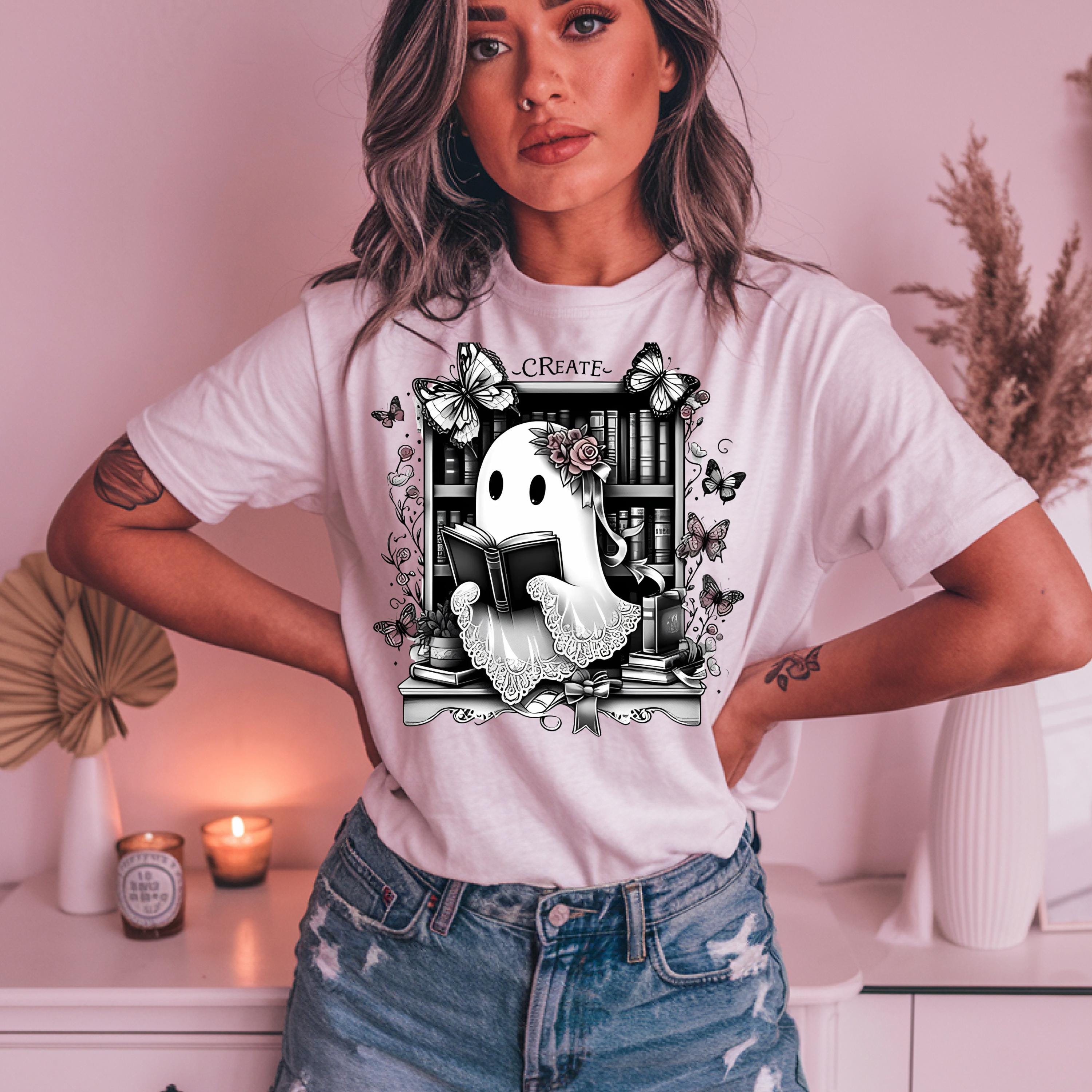 Parody Whimsical Ghost T-Shirt for Book Lovers & Writers - Unique Halloween Artistic Apparel