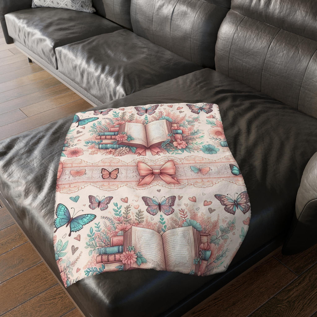 Personalized Book Lover Blanket: Butterfly Design Fleece Throw
