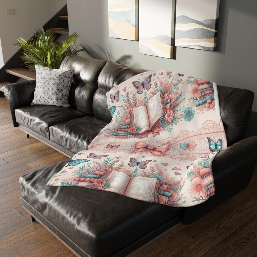 Personalized Book Lover Blanket: Butterfly Design Fleece Throw