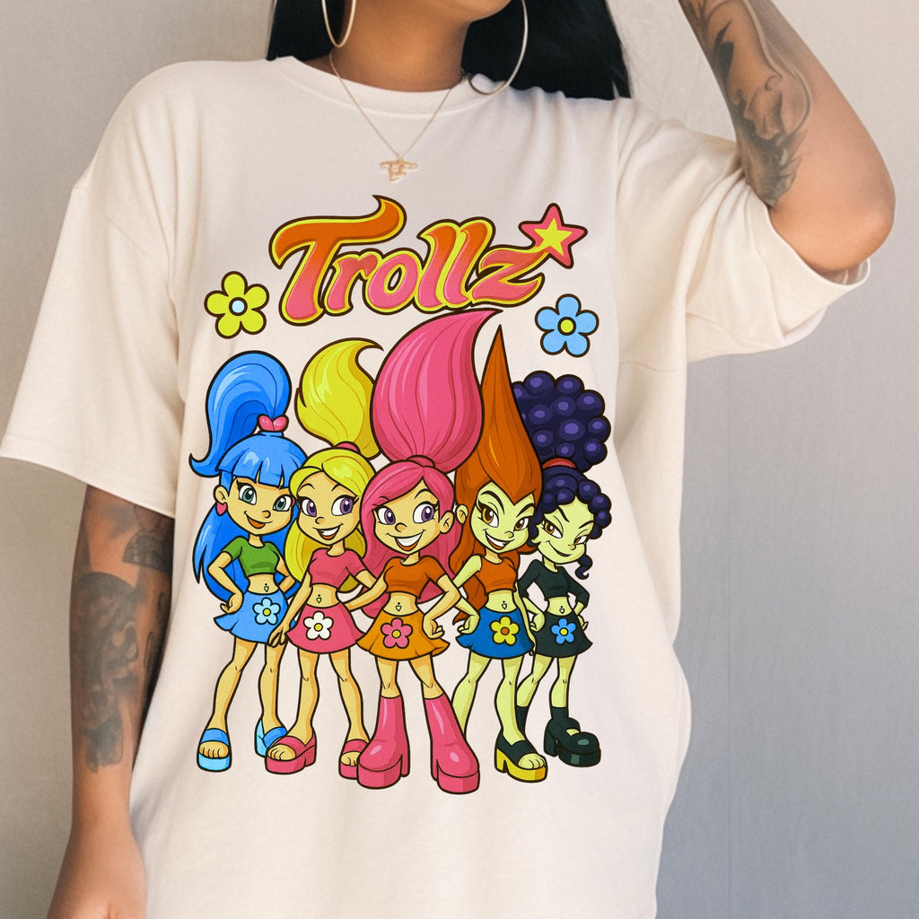 Parody 90s Trollz Parody Graphic Tee: Nostalgic Unisex Garment-Dyed Vintage Hipster Streetwear