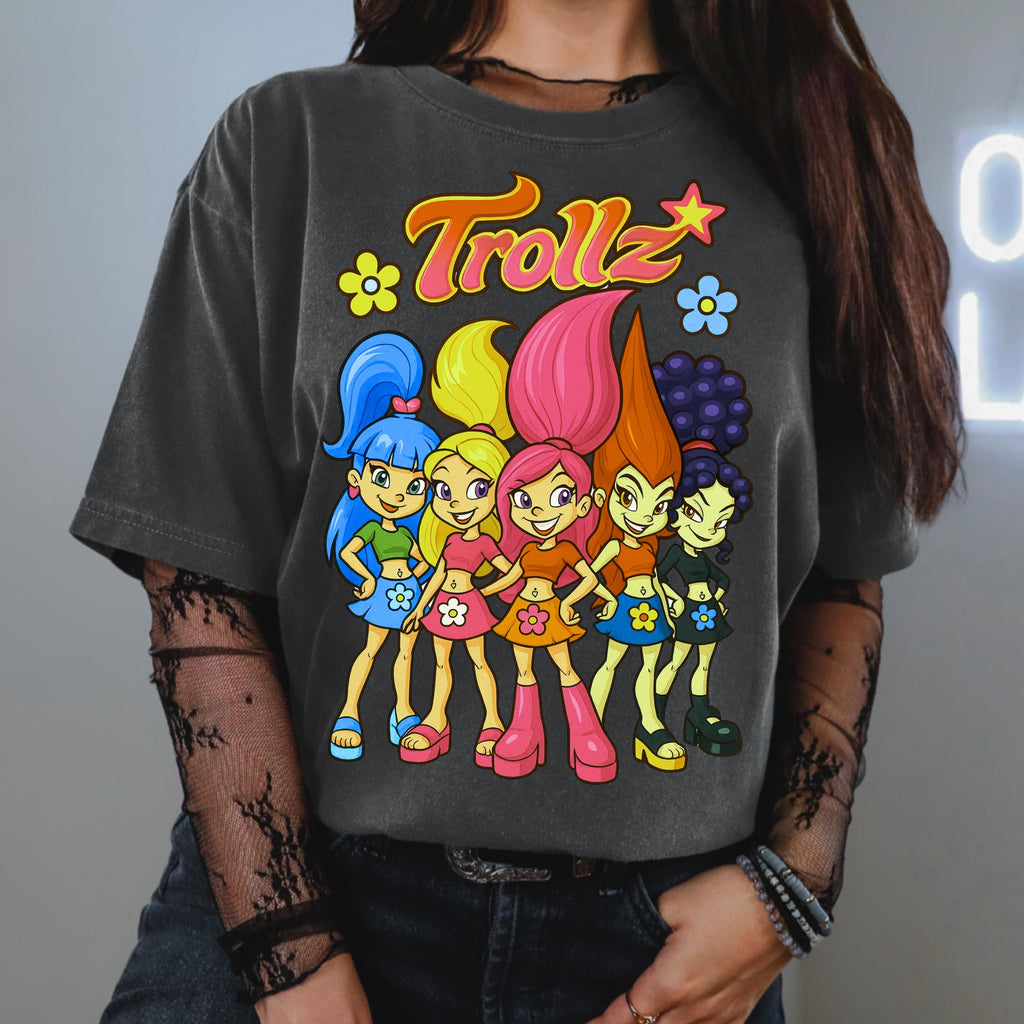 Parody 90s Trollz Parody Graphic Tee: Nostalgic Unisex Garment-Dyed Vintage Hipster Streetwear