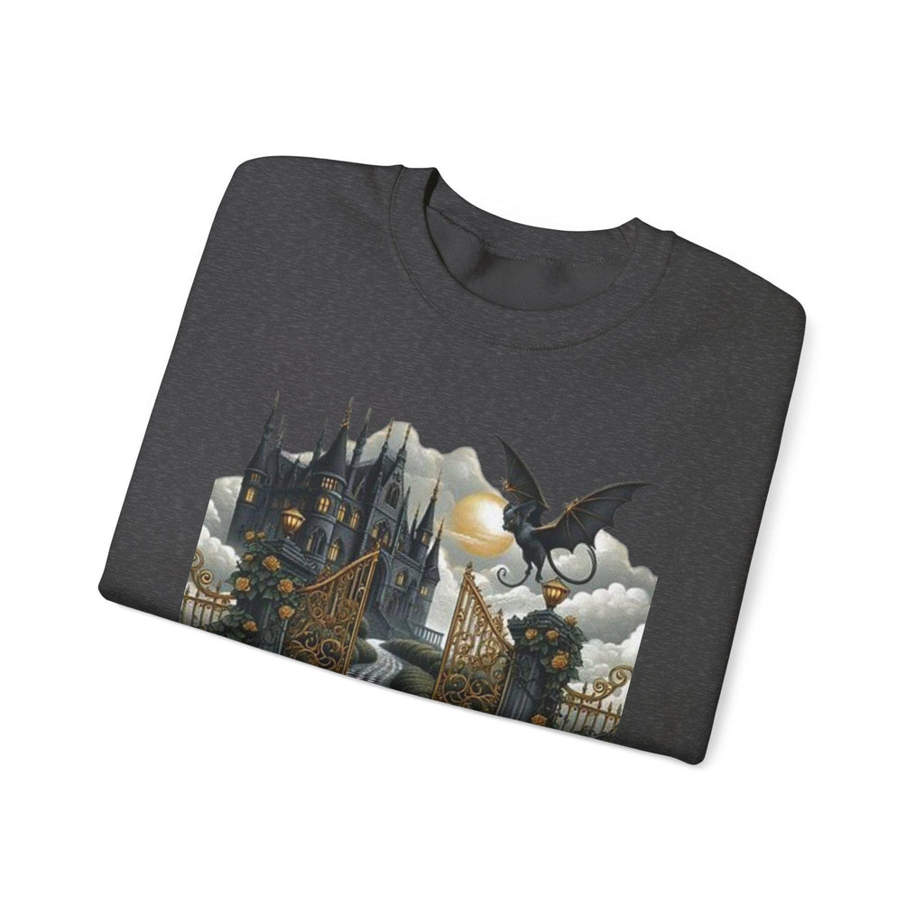 Parody Mystical Castle Gothic Crewneck: Spooky Halloween Sweatshirt for Cozy Autumn Fashion