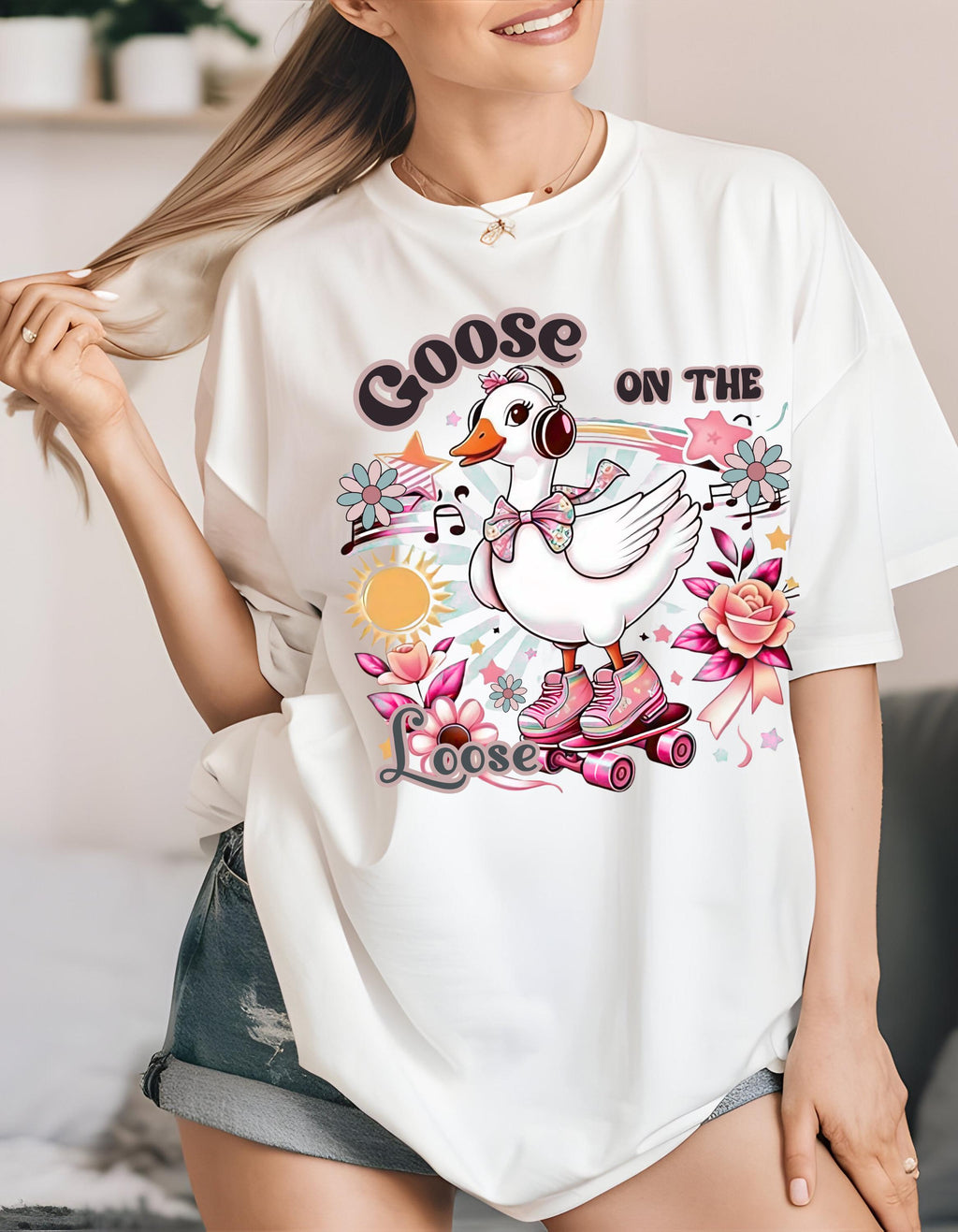 Parody Retro Goose Graphic Tee: Playful Summer Apparel for Bird Enthusiasts & Animal Lovers