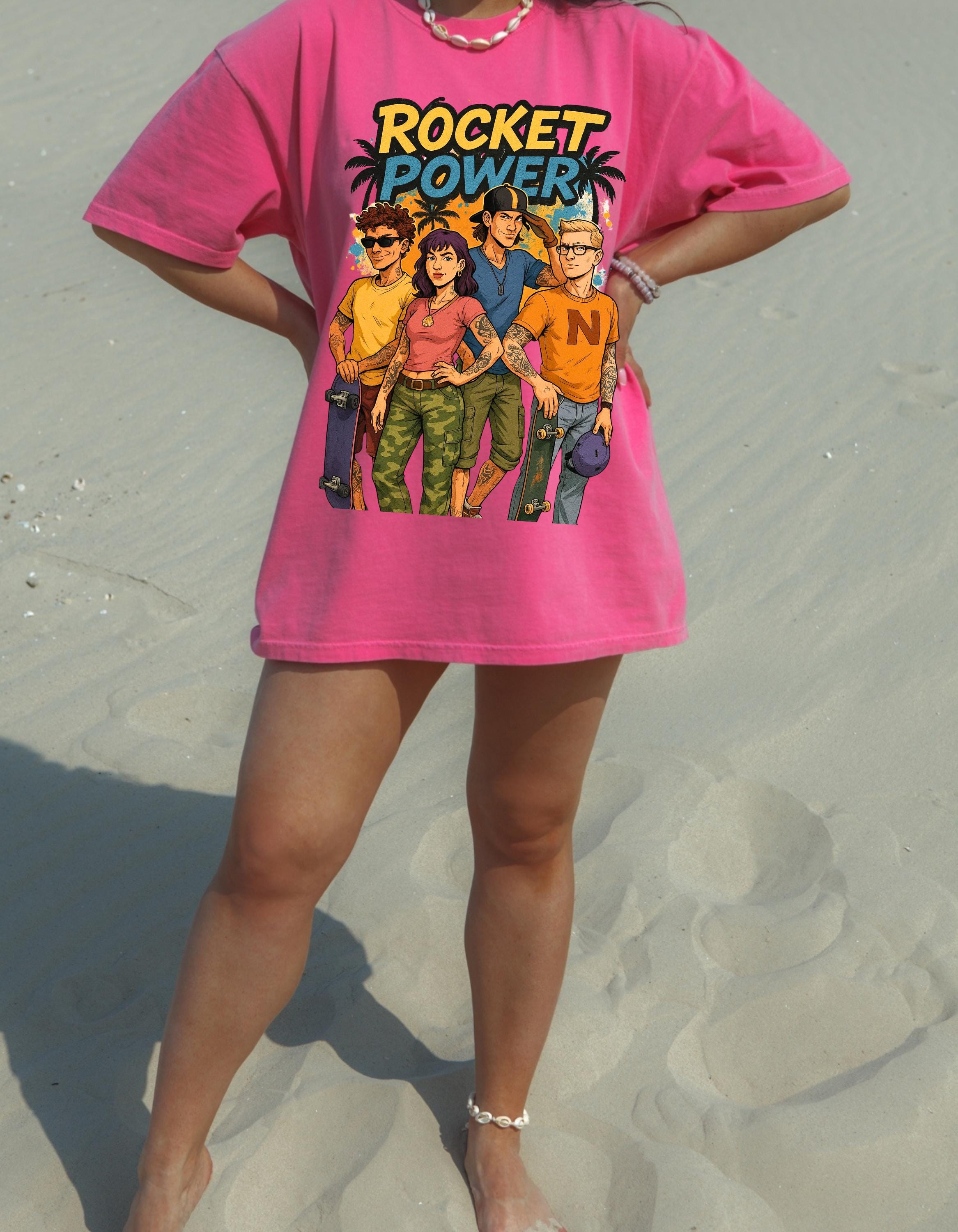 Rocket Power Cartoon Tee: Unisex Garment-Dyed Graphic T-shirt