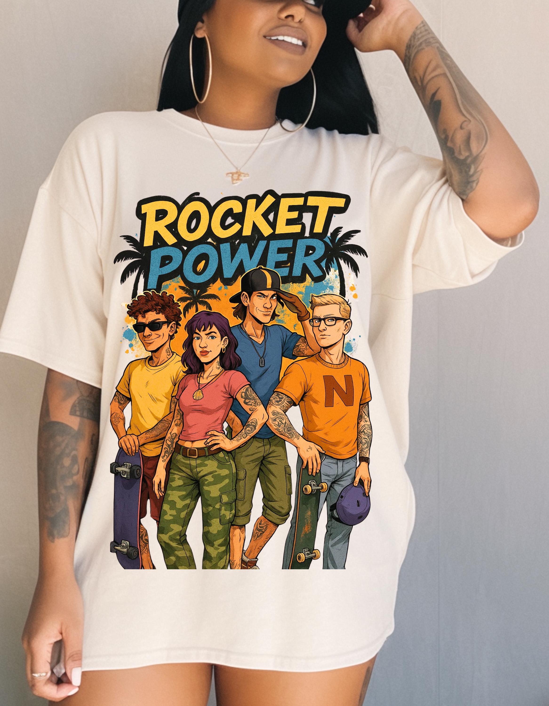 Rocket Power Cartoon Tee: Unisex Garment-Dyed Graphic T-shirt
