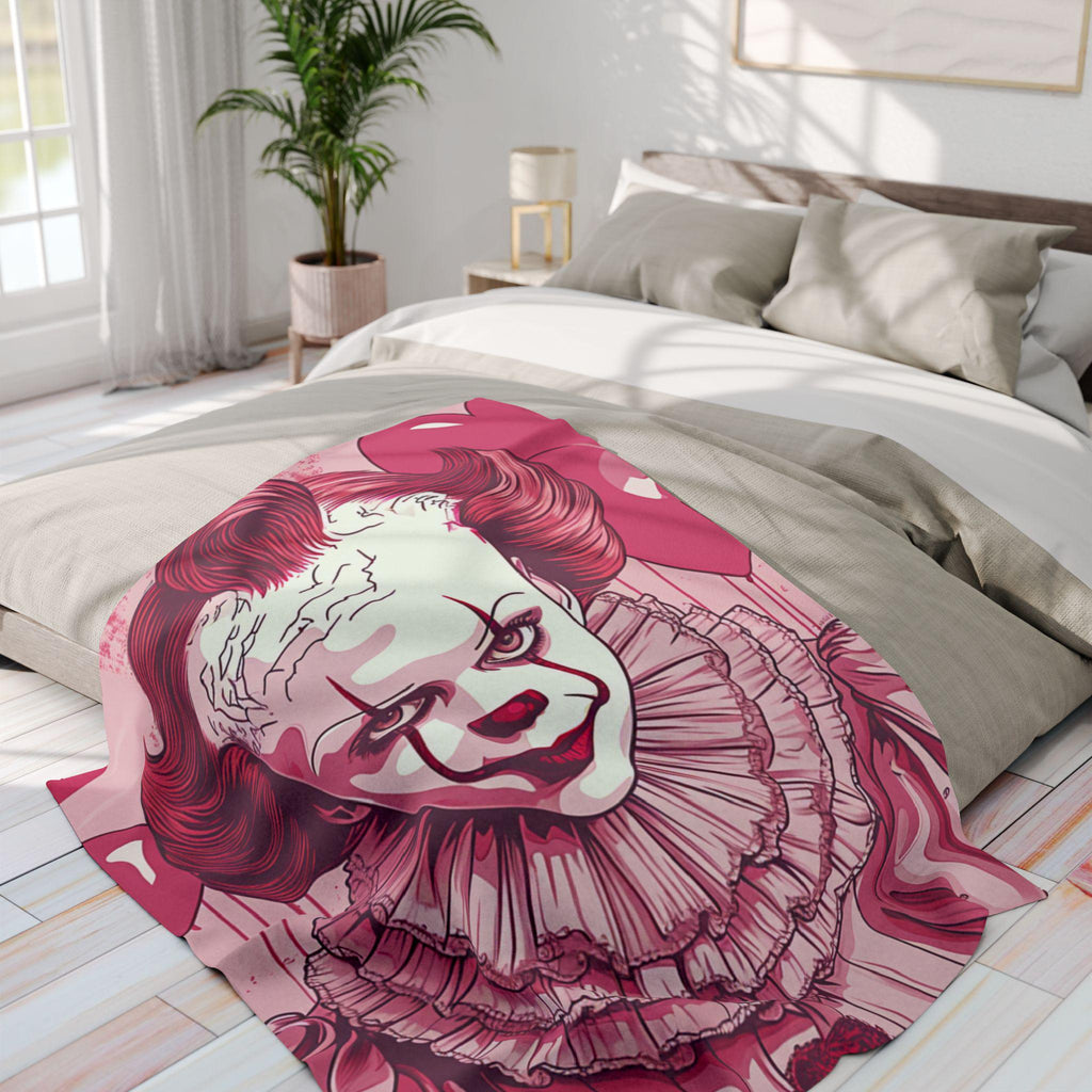 Parody Spooky Clown Arctic Fleece Blanket: Cozy Horror Throw for Halloween Decor & Movie Lovers
