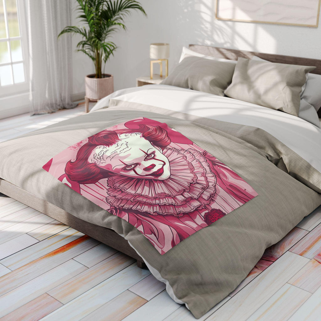 Parody Spooky Clown Arctic Fleece Blanket: Cozy Horror Throw for Halloween Decor & Movie Lovers