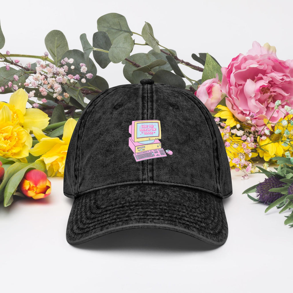 take Me Back to the Early 2000s" Distressed Dad Hat – Retro Embroidered Cap, Vintage Aesthetic, Nostalgic 2000s Style,