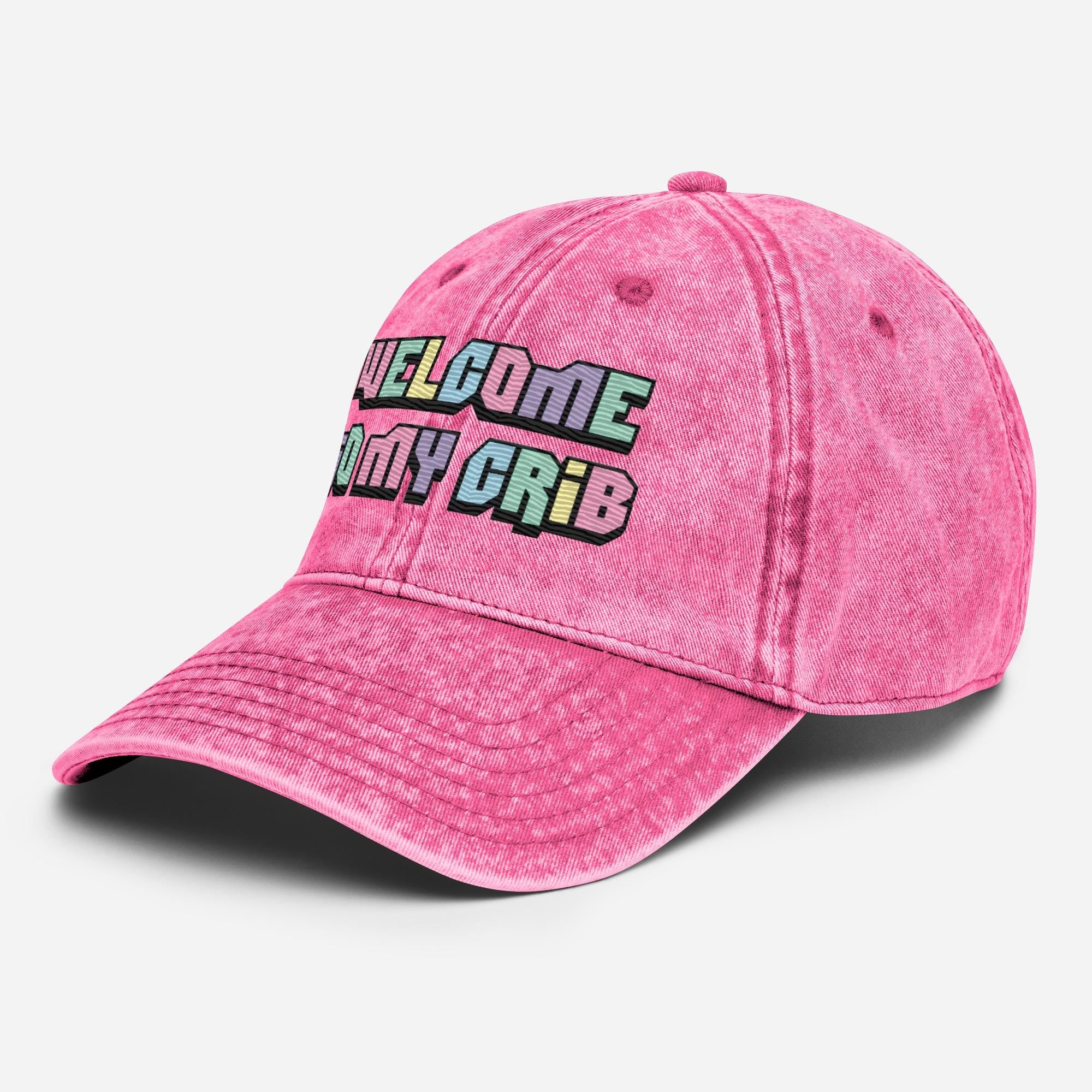 Welcome to My Crib Y2K Embroidered Vintage Cotton Twill Hat – 2000s Aesthetic Baby Design, Retro Funny Baby Hat, Millennium Style"  Tags: