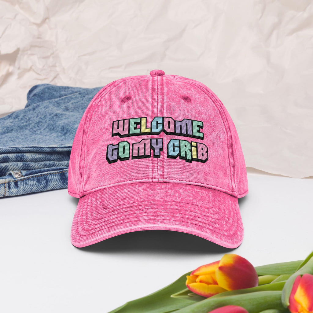 Welcome to My Crib Y2K Embroidered Vintage Cotton Twill Hat – 2000s Aesthetic Baby Design, Retro Funny Baby Hat, Millennium Style"  Tags: