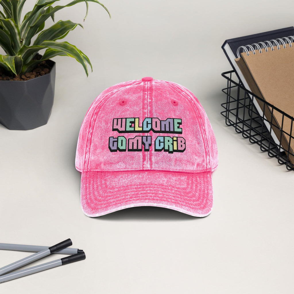 Welcome to My Crib Y2K Embroidered Vintage Cotton Twill Hat – 2000s Aesthetic Baby Design, Retro Funny Baby Hat, Millennium Style"  Tags: