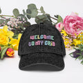 Welcome to My Crib Y2K Embroidered Vintage Cotton Twill Hat – 2000s Aesthetic Baby Design, Retro Funny Baby Hat, Millennium Style"  Tags: