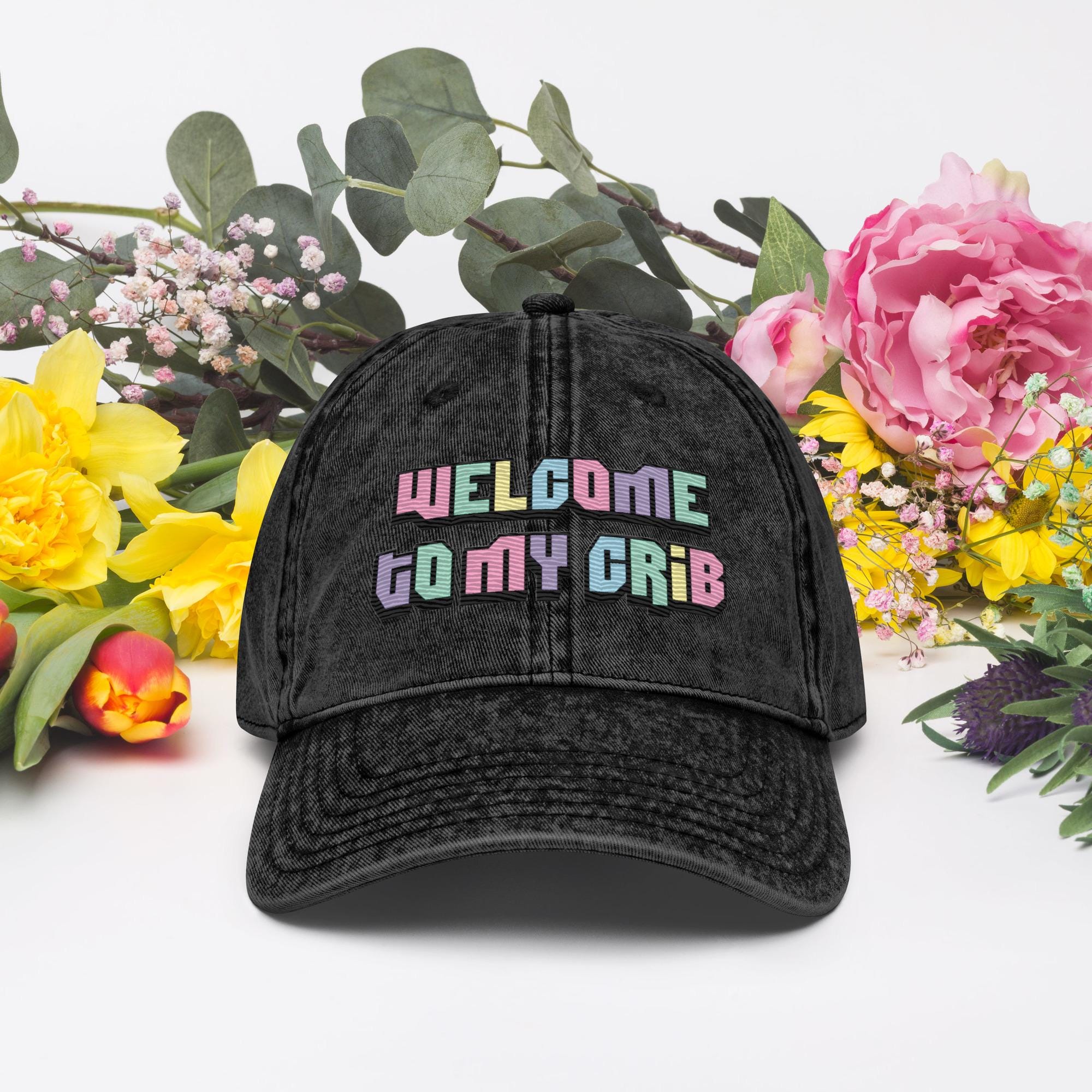 Welcome to My Crib Y2K Embroidered Vintage Cotton Twill Hat – 2000s Aesthetic Baby Design, Retro Funny Baby Hat, Millennium Style"  Tags: