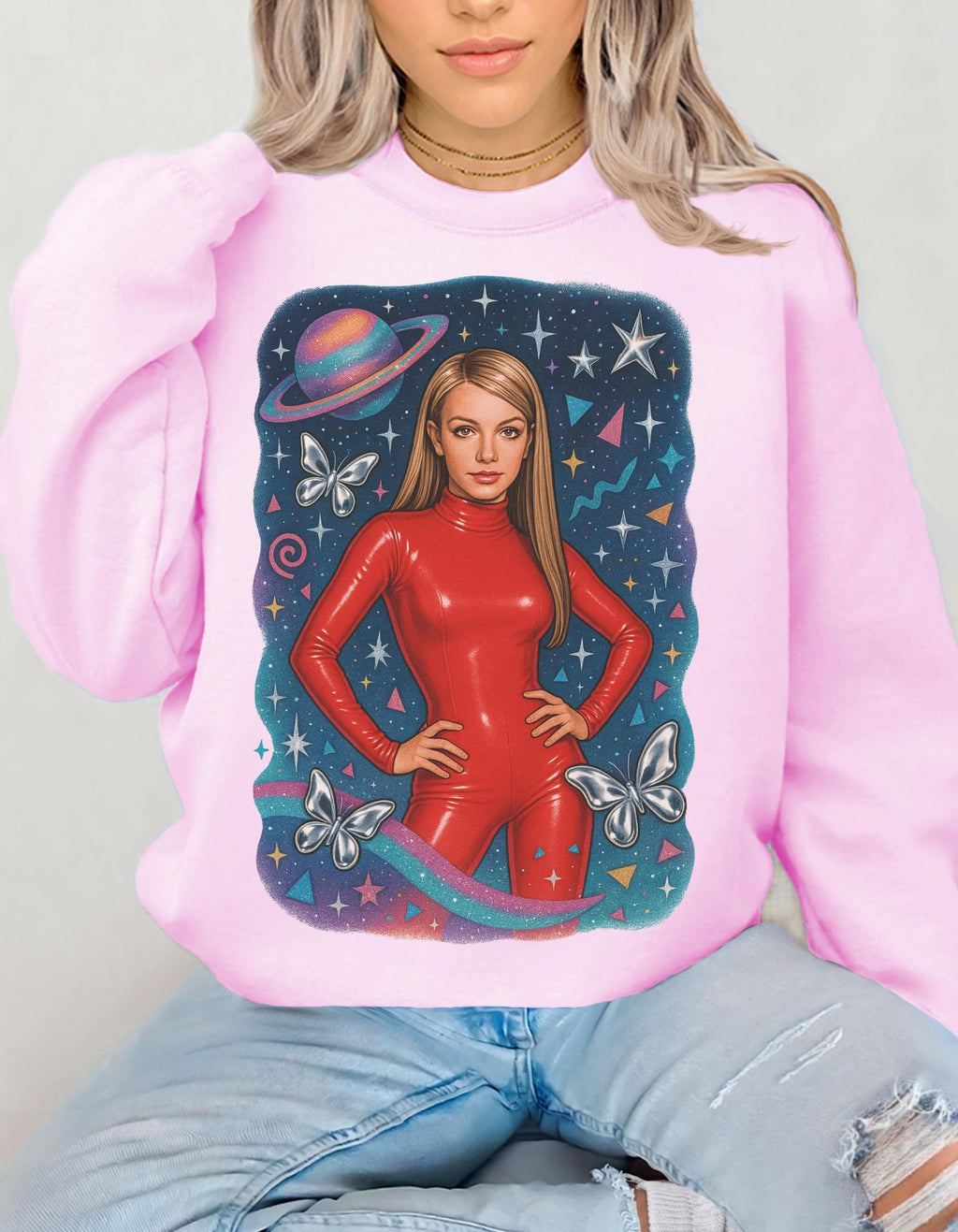 Parody Retro Cosmic Dreamer Crewneck: Unisex Space Art Sweatshirt for Cozy Fashion Lovers