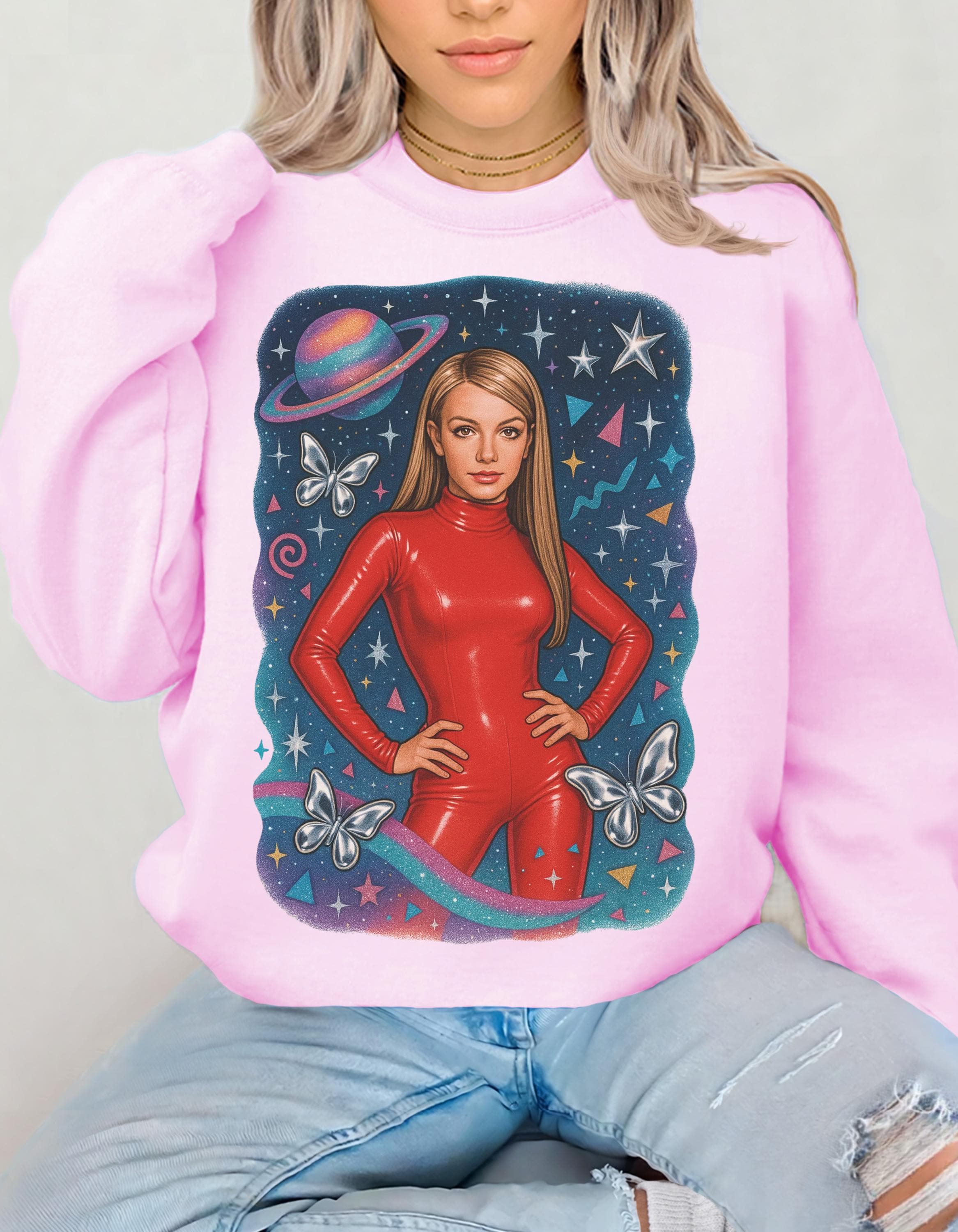 Parody Retro Cosmic Dreamer Crewneck: Unisex Space Art Sweatshirt for Cozy Fashion Lovers