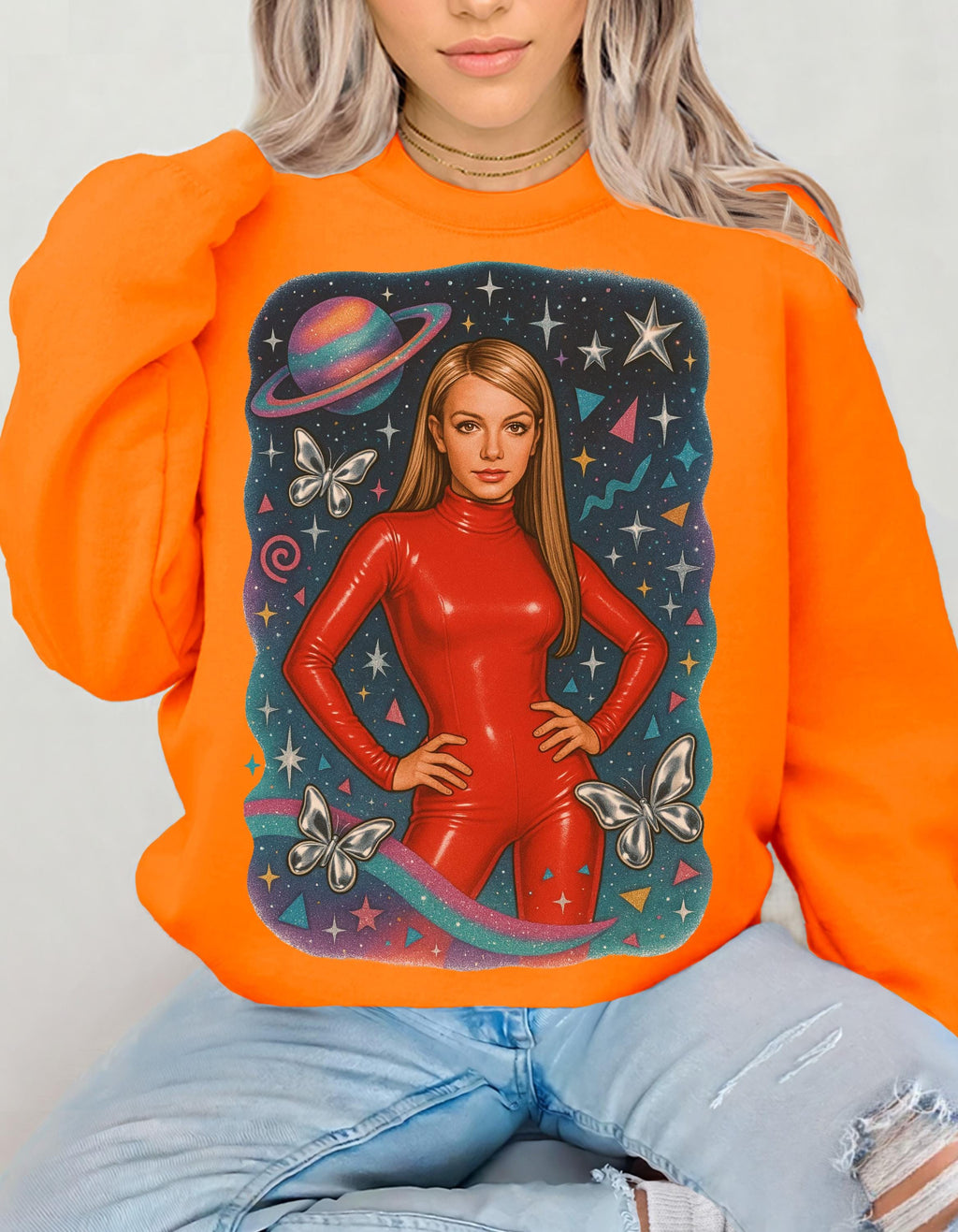 Parody Retro Cosmic Dreamer Crewneck: Unisex Space Art Sweatshirt for Cozy Fashion Lovers
