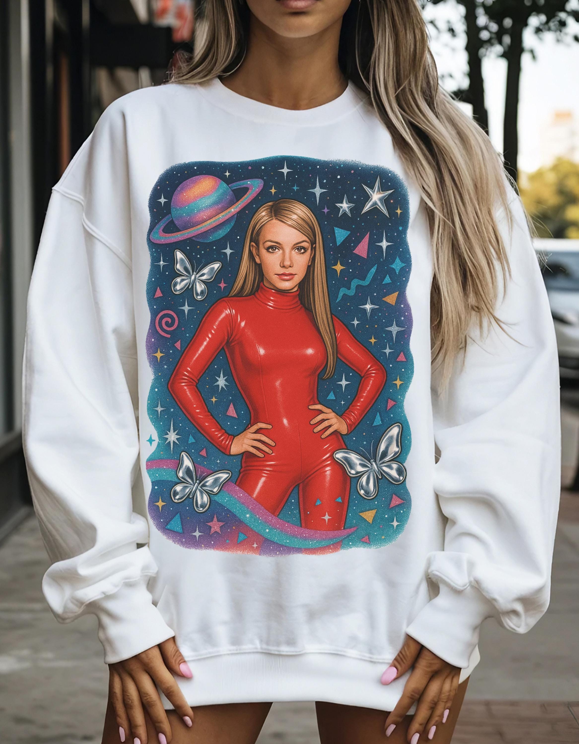 Parody Retro Cosmic Dreamer Crewneck: Unisex Space Art Sweatshirt for Cozy Fashion Lovers