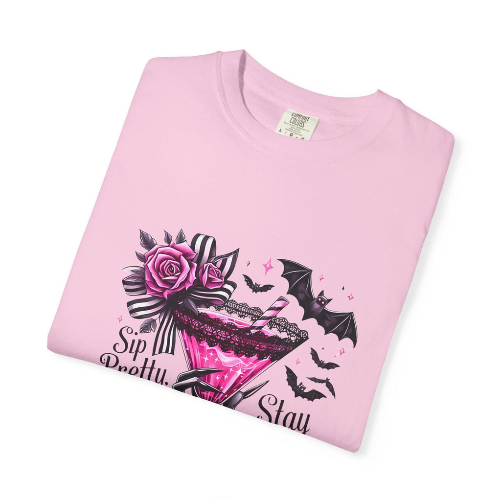 Sip Pretty Stay Spooky T-Shirt: Halloween Graphic Tee, Vintage Style