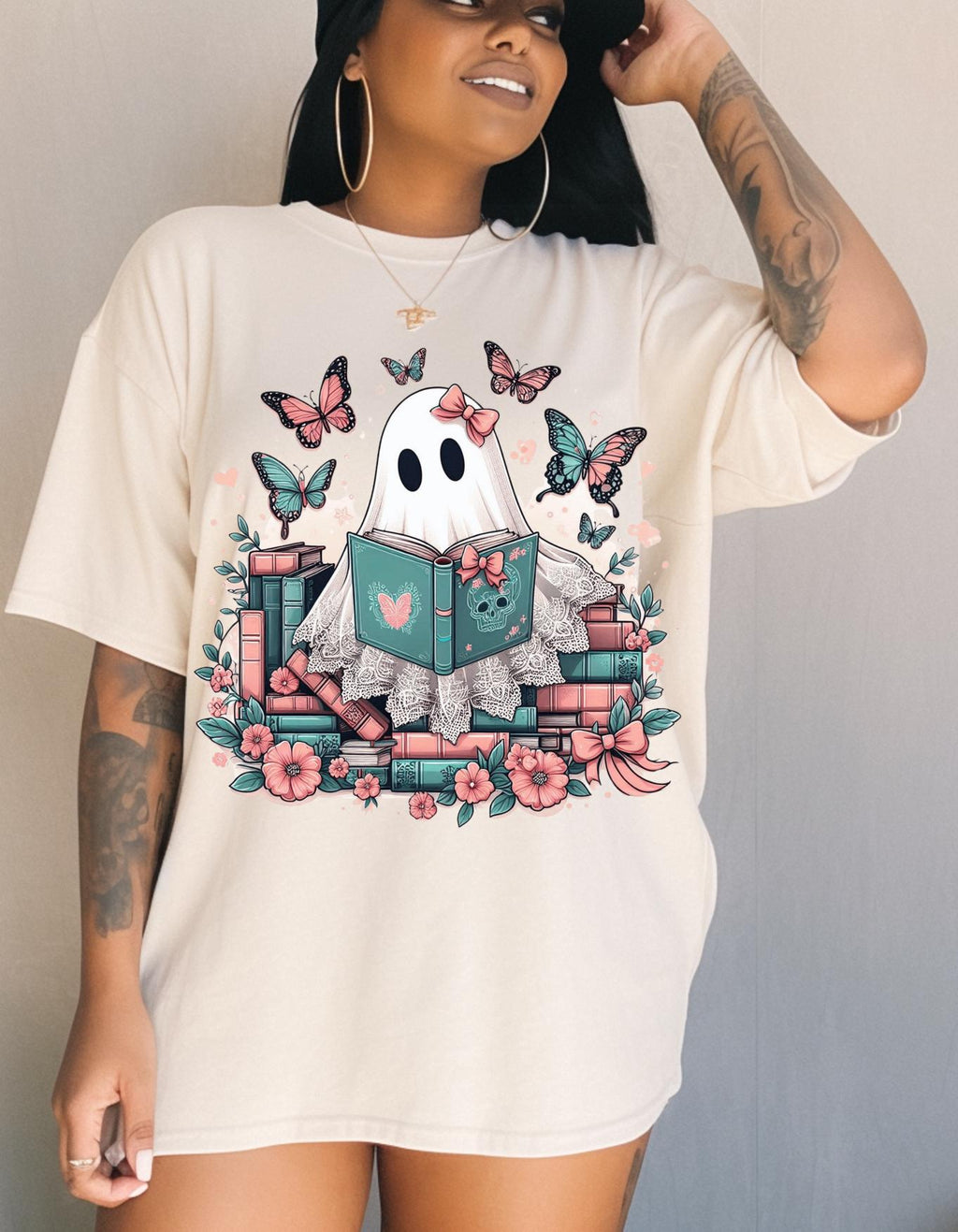 Parody Whimsical Ghost Reading T-Shirt: Cute Bookish Halloween Tee for Spooky Season Lovers