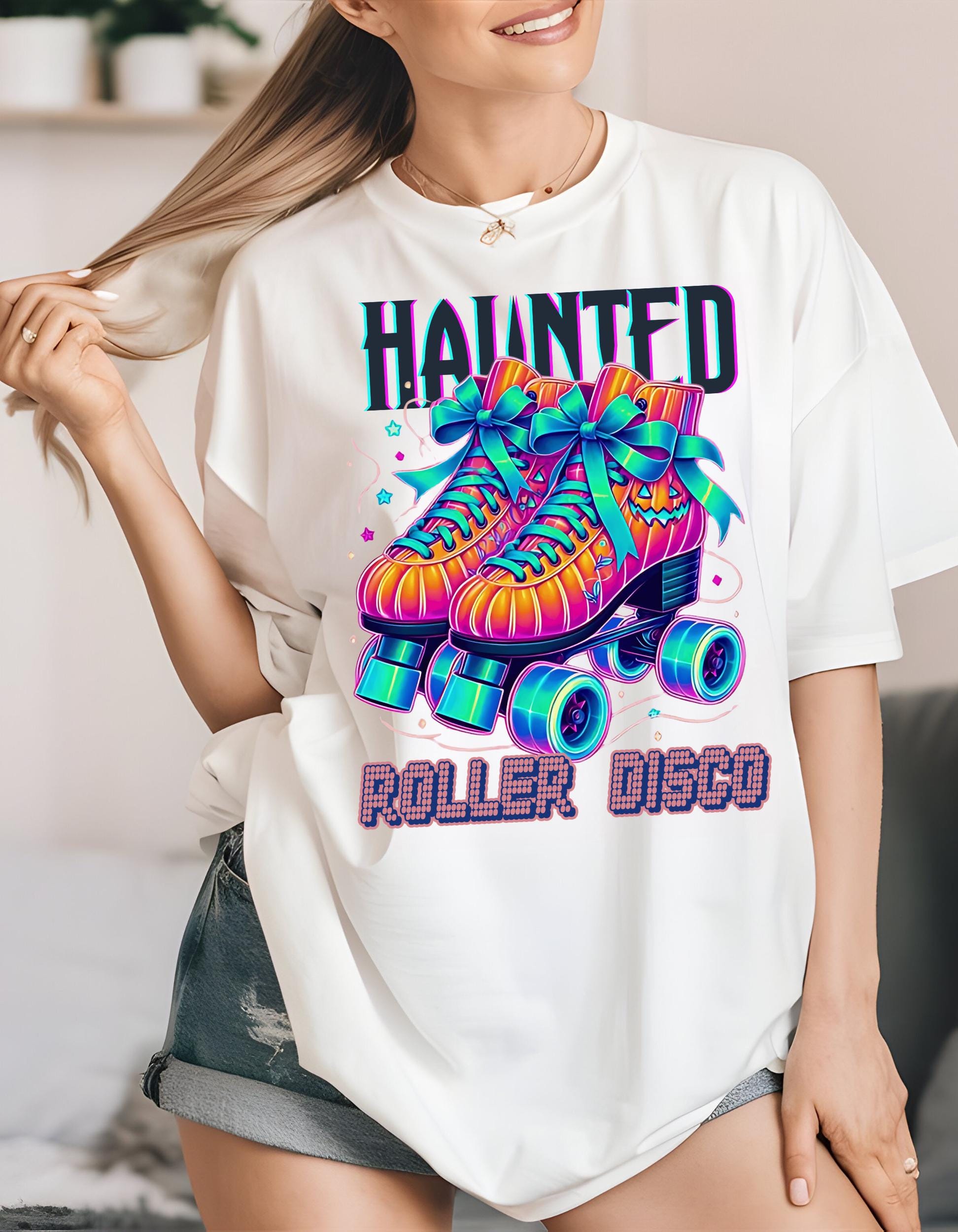 Parody Haunted Roller Disco Tee: Retro Skate Style for Halloween Parties & Spooky Summer Vibes