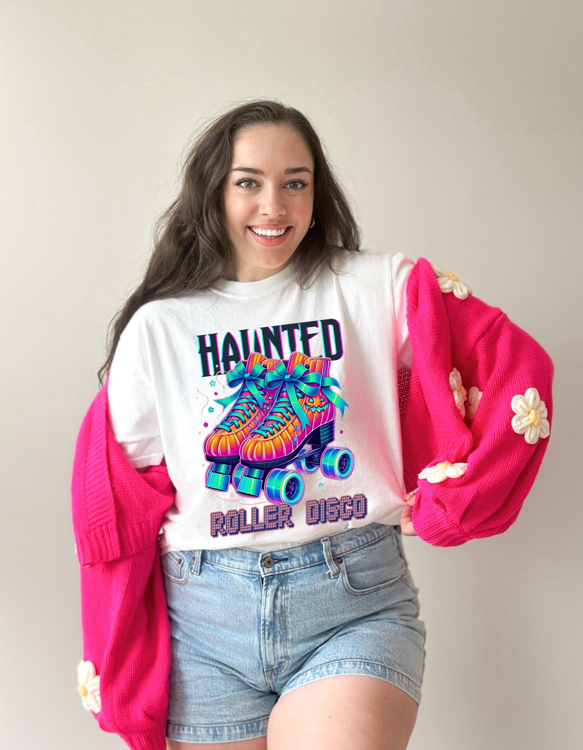 Parody Haunted Roller Disco Tee: Retro Skate Style for Halloween Parties & Spooky Summer Vibes