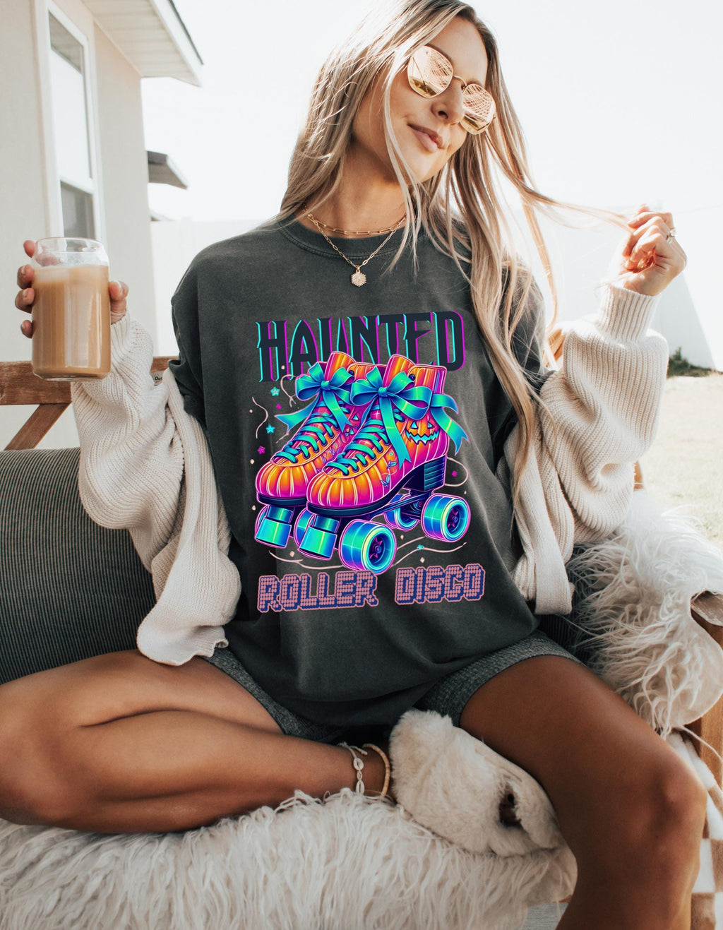Parody Haunted Roller Disco Tee: Retro Skate Style for Halloween Parties & Spooky Summer Vibes