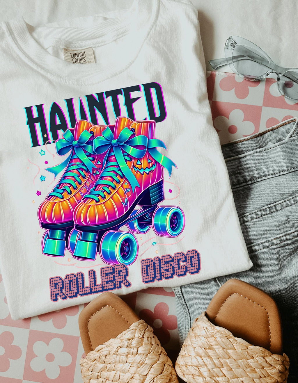 Parody Haunted Roller Disco Tee: Retro Skate Style for Halloween Parties & Spooky Summer Vibes