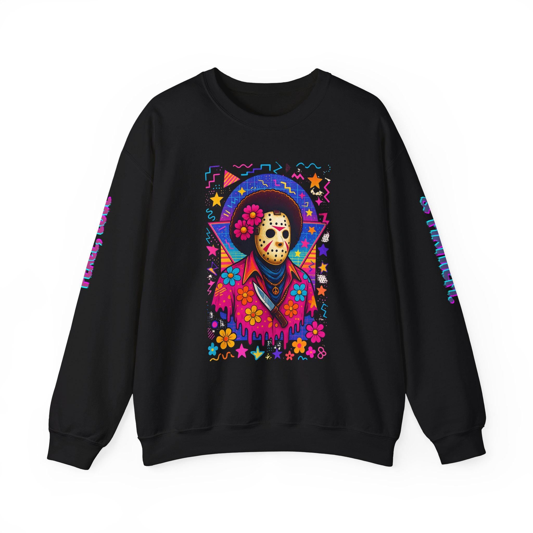 Parody Floral Slasher Halloween Sweatshirt: Funny Jason-Inspired Horror Parody Crewneck for Fall