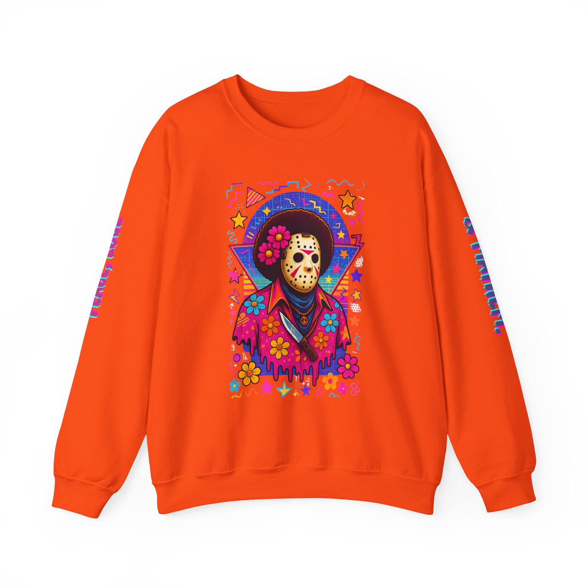 Parody Floral Slasher Halloween Sweatshirt: Funny Jason-Inspired Horror Parody Crewneck for Fall