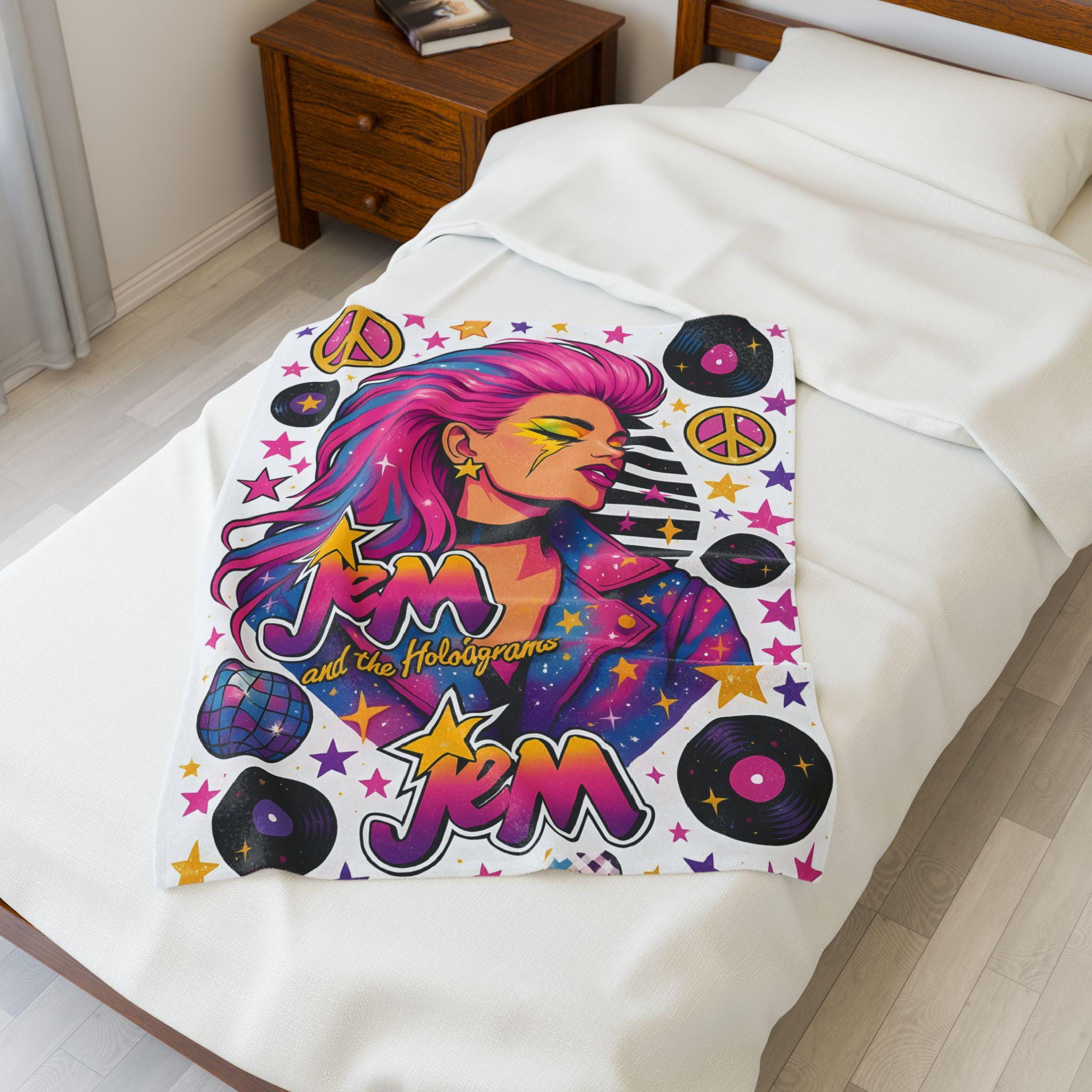 Jem and the Holograms Plush Blanket: 80s Retro Throw Blanket