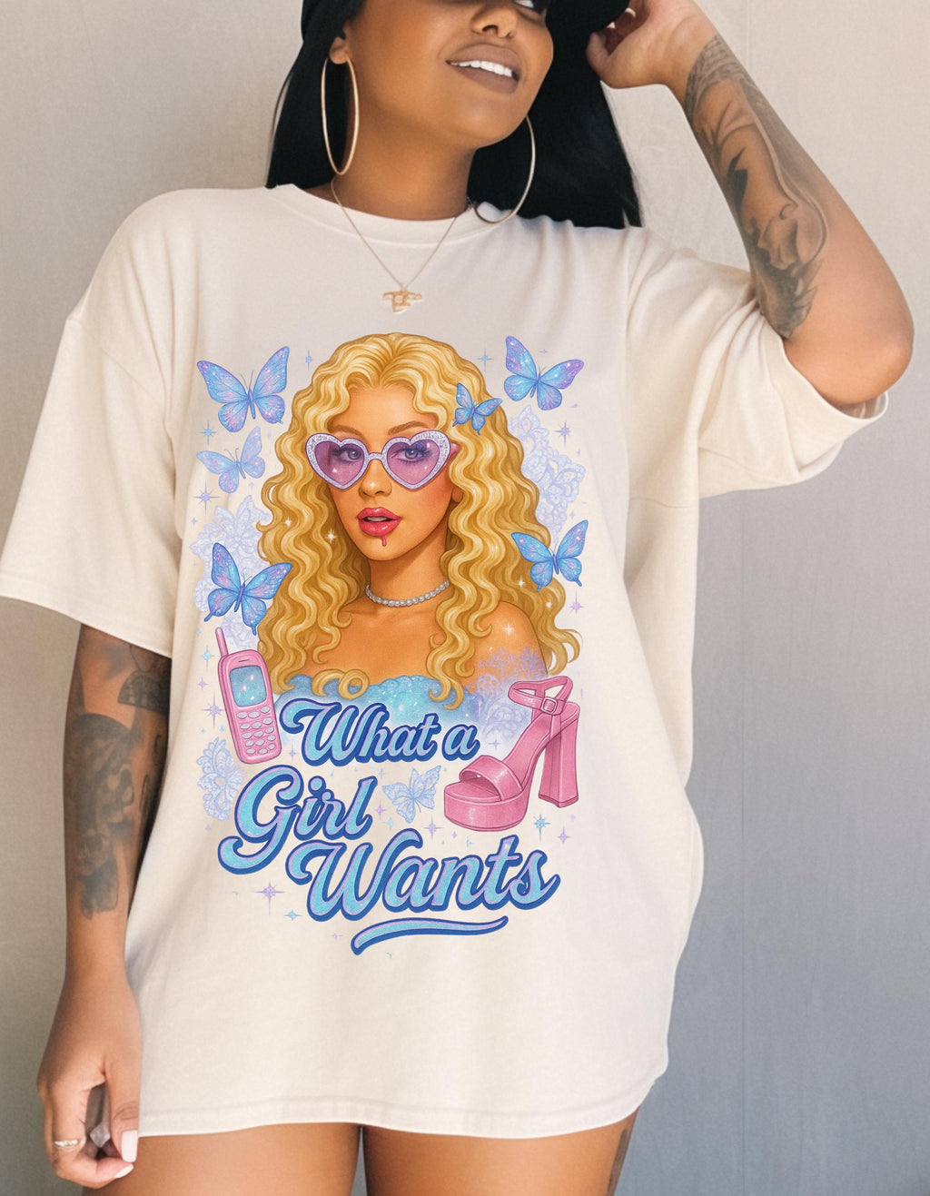 Parody Butterfly Print T-Shirt: Garment-Dyed US Cotton Tee