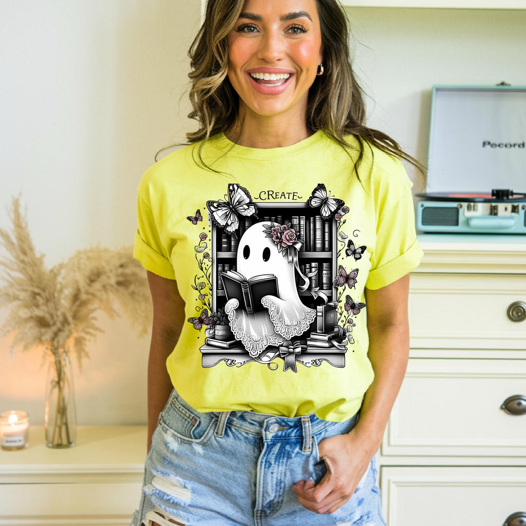 Parody Whimsical Ghost T-Shirt for Book Lovers & Writers - Unique Halloween Artistic Apparel