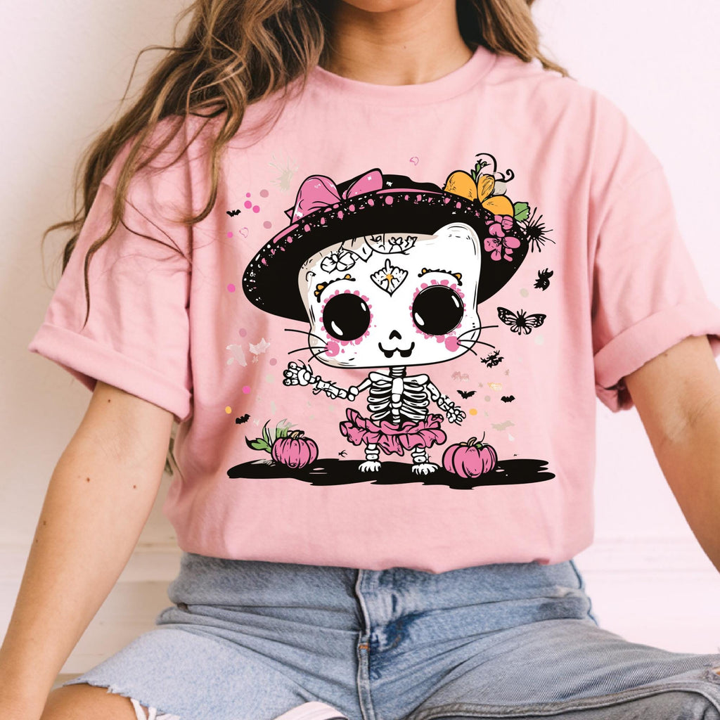 Parody Vintage Day of the Dead Skull Tee - Halloween Costume Festival Wear Cute Skeleton Fall Fashion Unisex Shirt