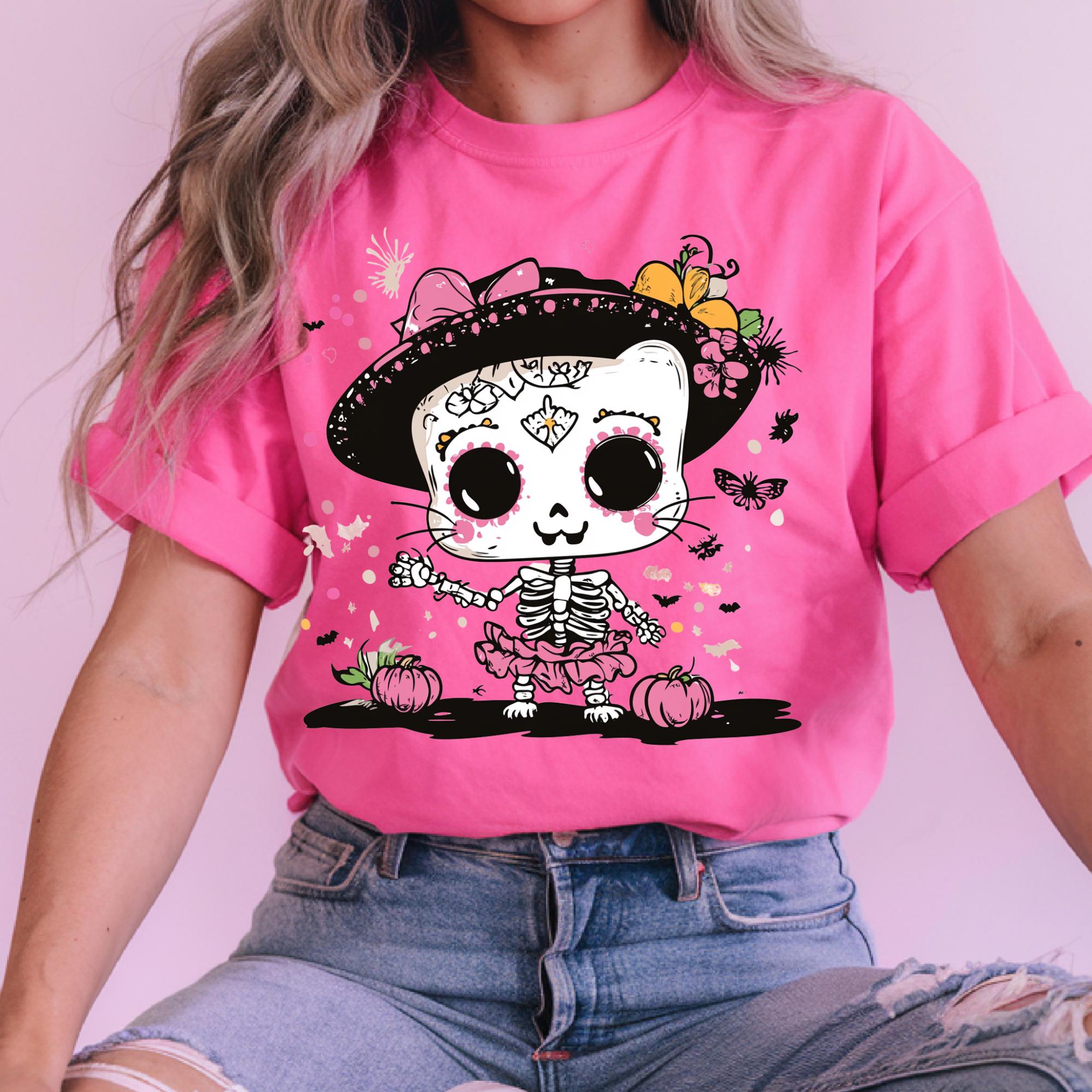 Parody Vintage Day of the Dead Skull Tee - Halloween Costume Festival Wear Cute Skeleton Fall Fashion Unisex Shirt