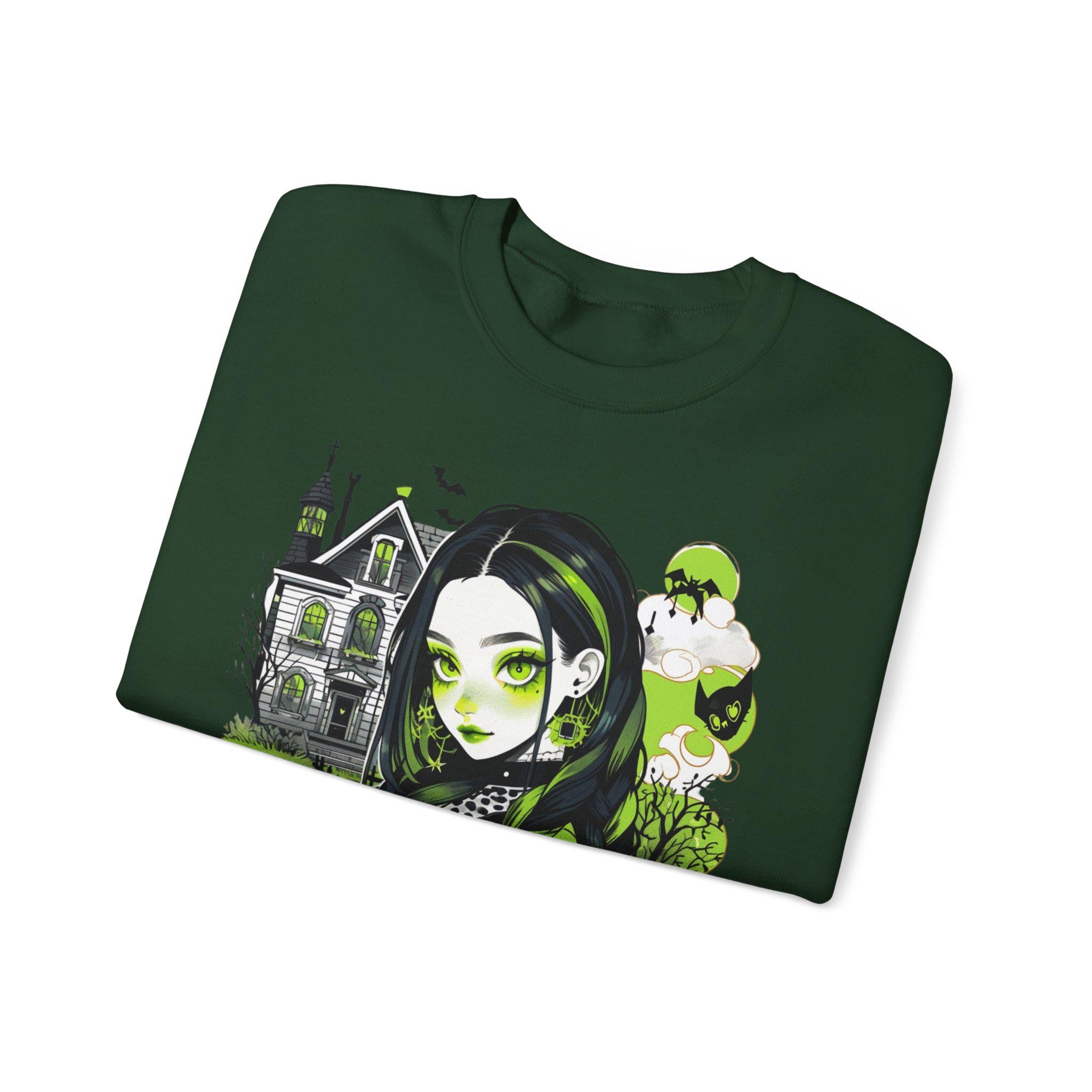Parody Spooky Chic Crewneck: Unisex Halloween Graphic Sweatshirt for Fall & Cozy Nights